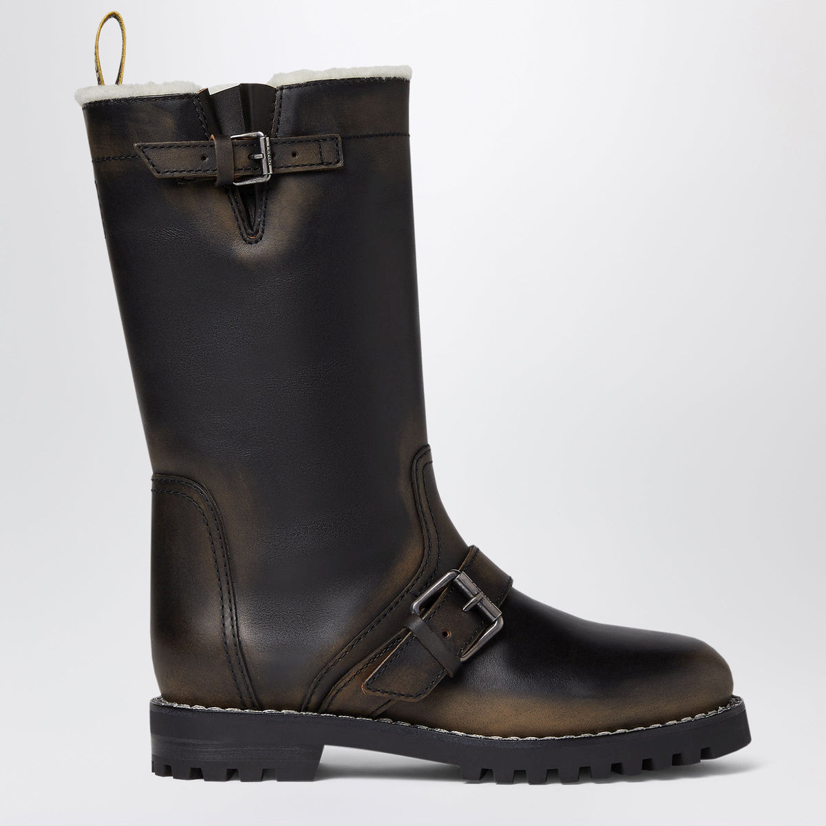 Fendi Fendi Commando Boots In Dark Brown Calfskin And Shearling Women FENDI