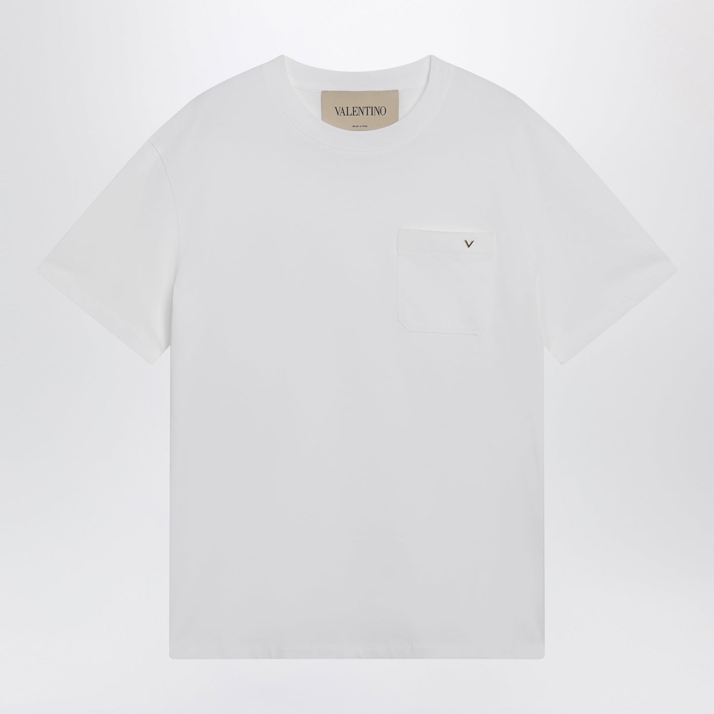 Valentino White Cotton T-Shirt With Vgold Men VALENTINO