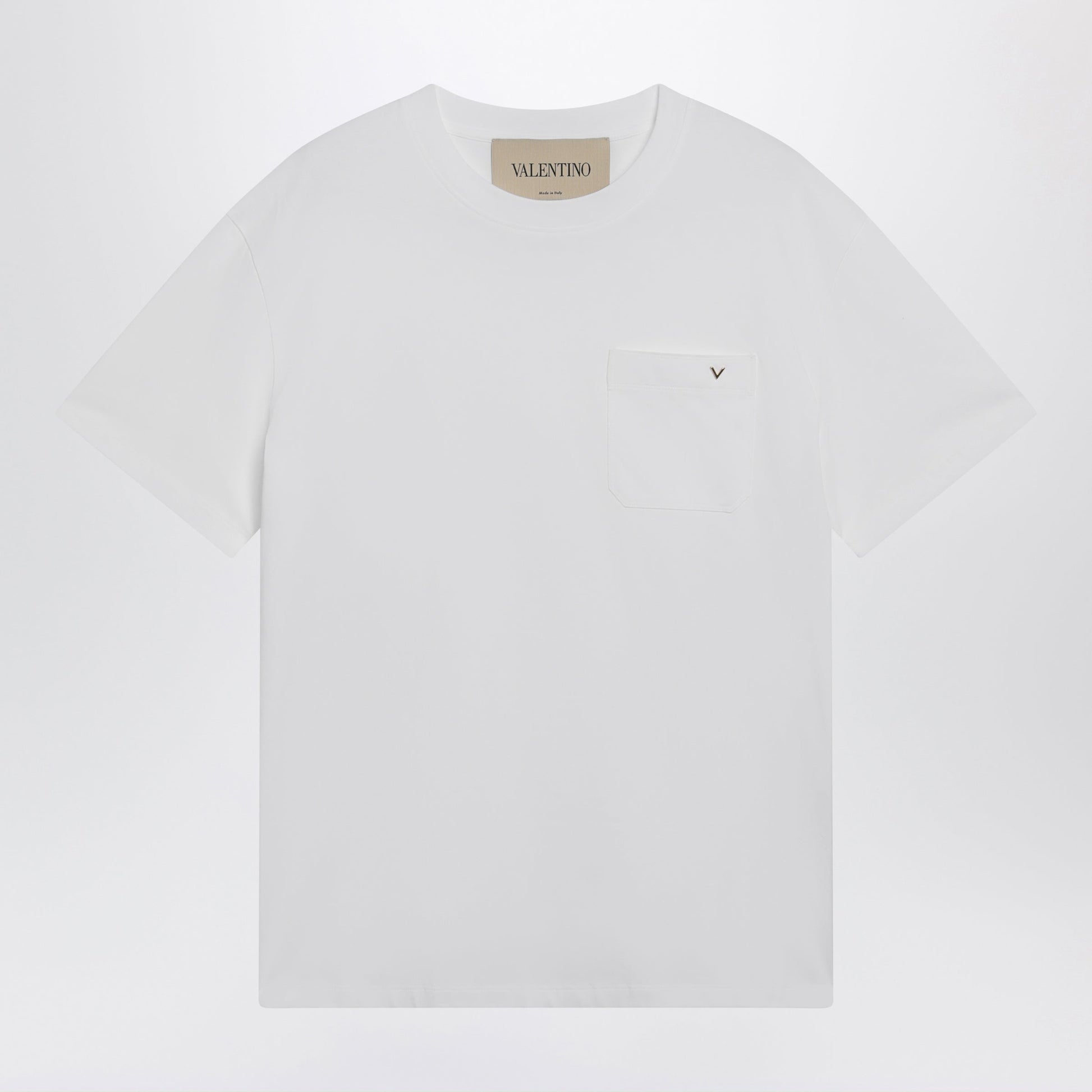 Valentino White Cotton T-Shirt With Vgold Men VALENTINO
