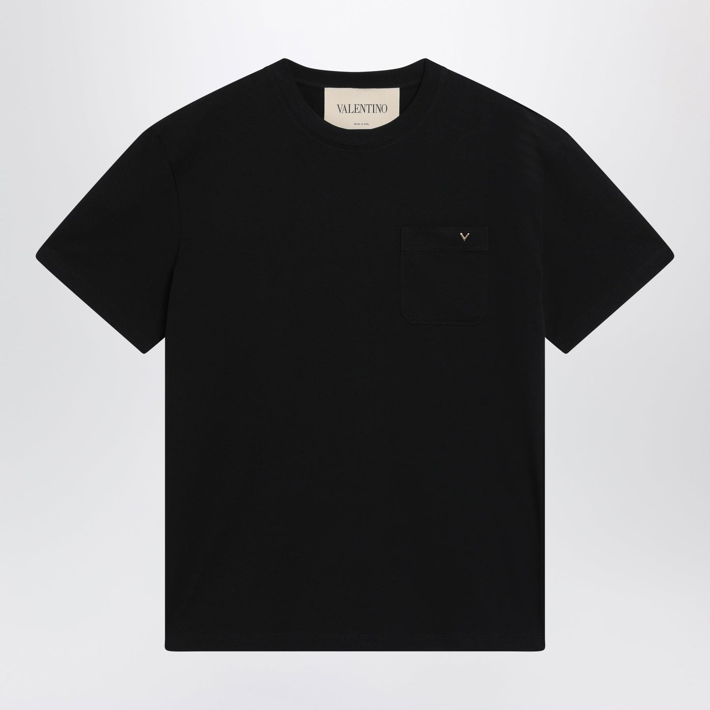 Valentino Black Cotton T-Shirt With Vgold Men VALENTINO