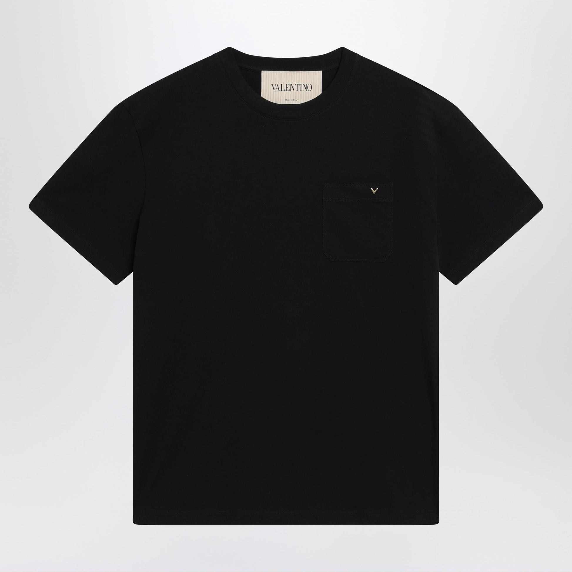 Valentino Black Cotton T-Shirt With Vgold Men VALENTINO