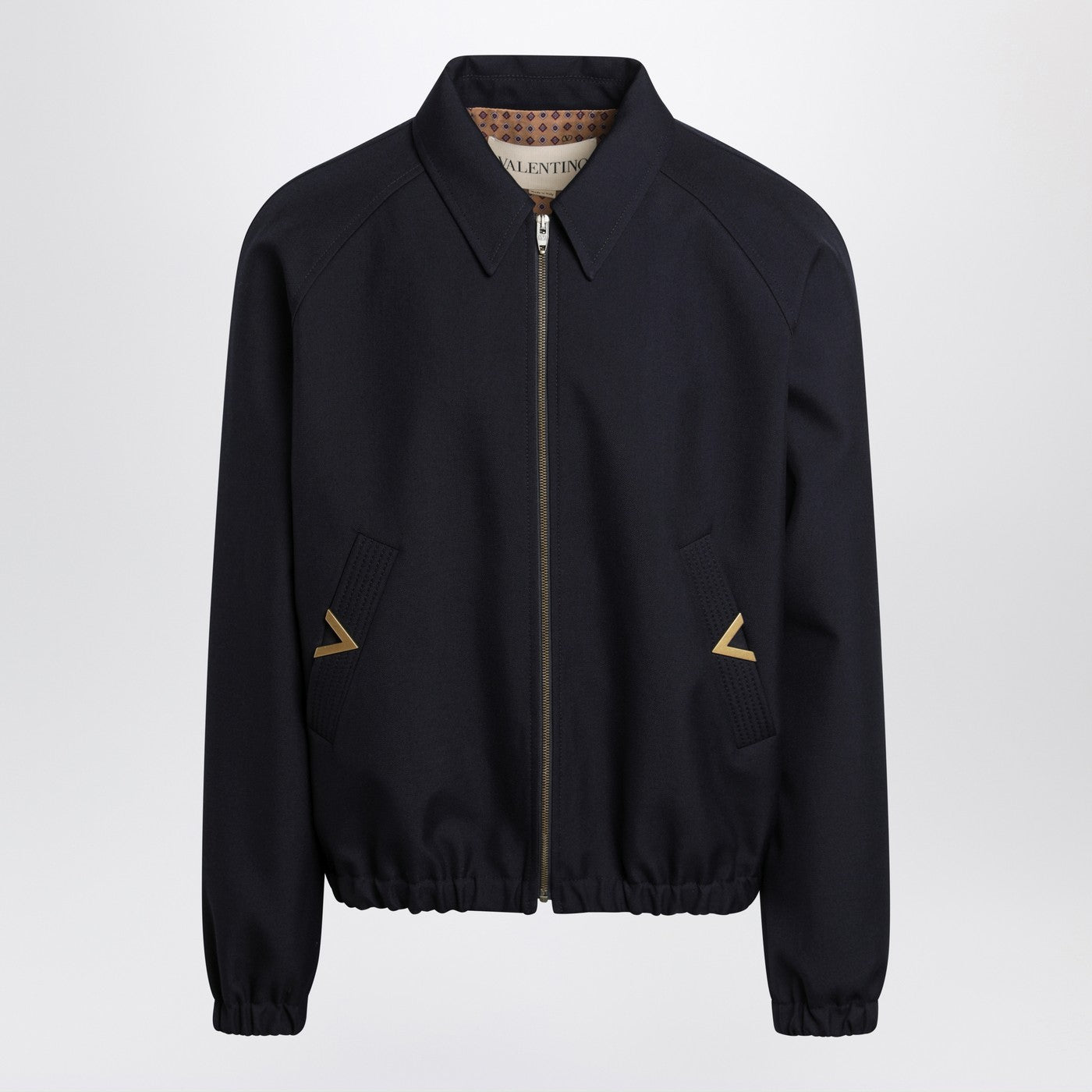 Valentino Navy Bomber Jacket With Vgold Pockets Men VALENTINO