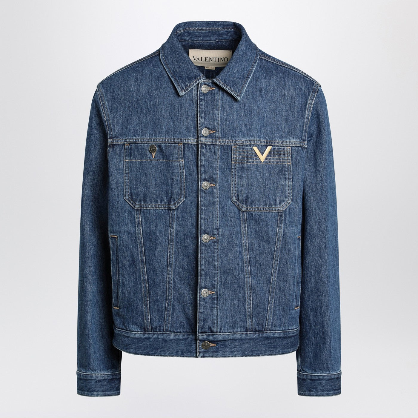 Valentino Blue Denim Jacket With Vgold Detail Men VALENTINO