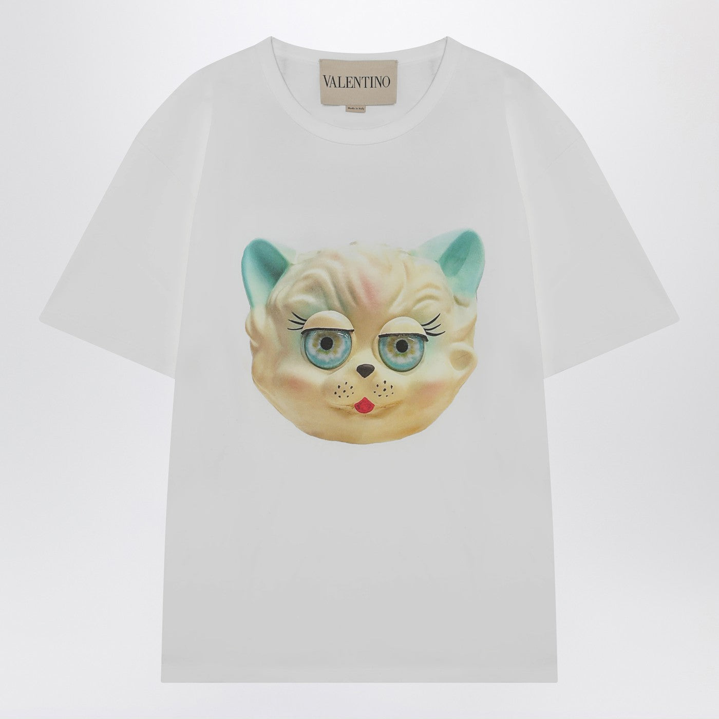 Valentino White T-Shirt With Le Chat De La Maison Print Men VALENTINO