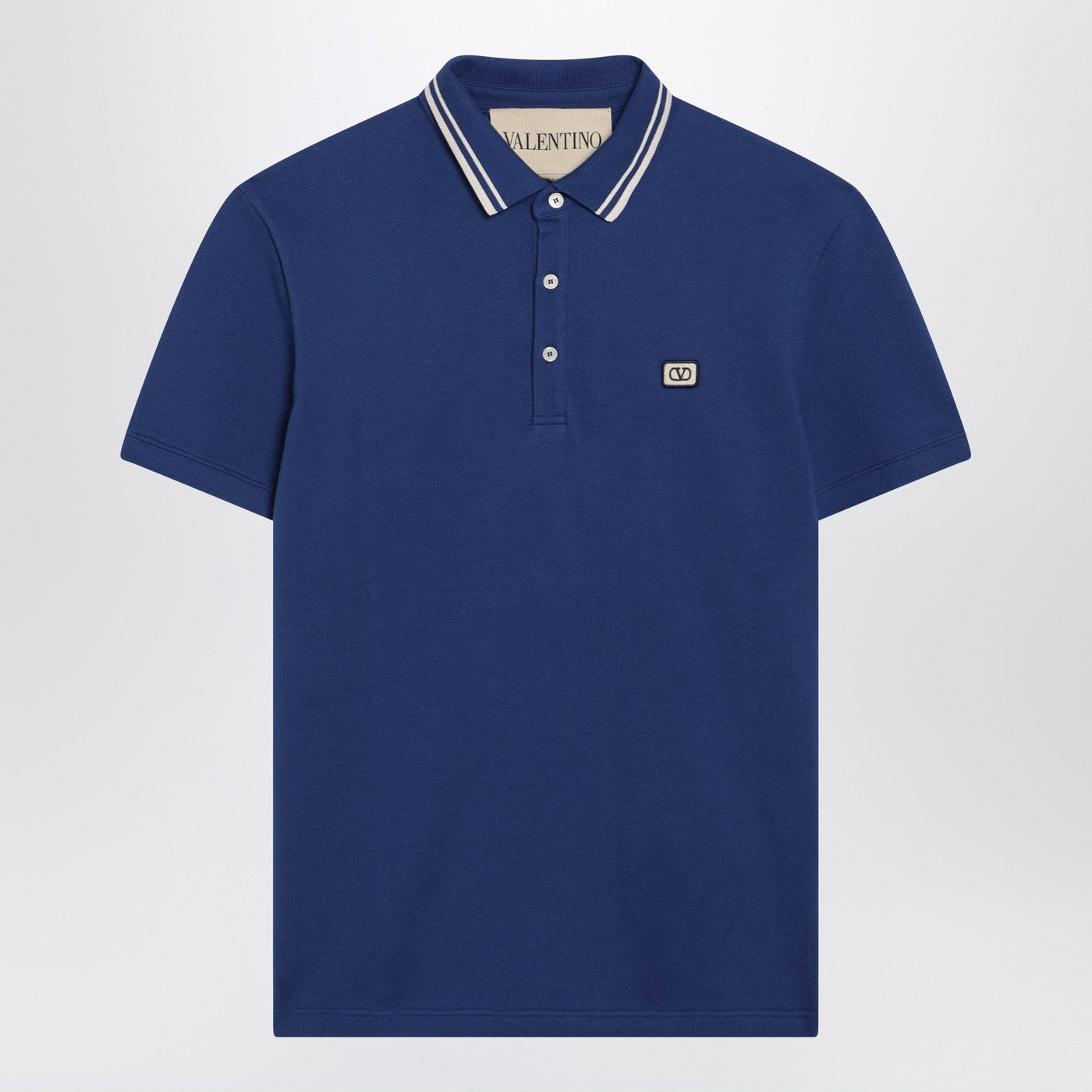Valentino Blue Polo Shirt With Vlogo Patch Men VALENTINO