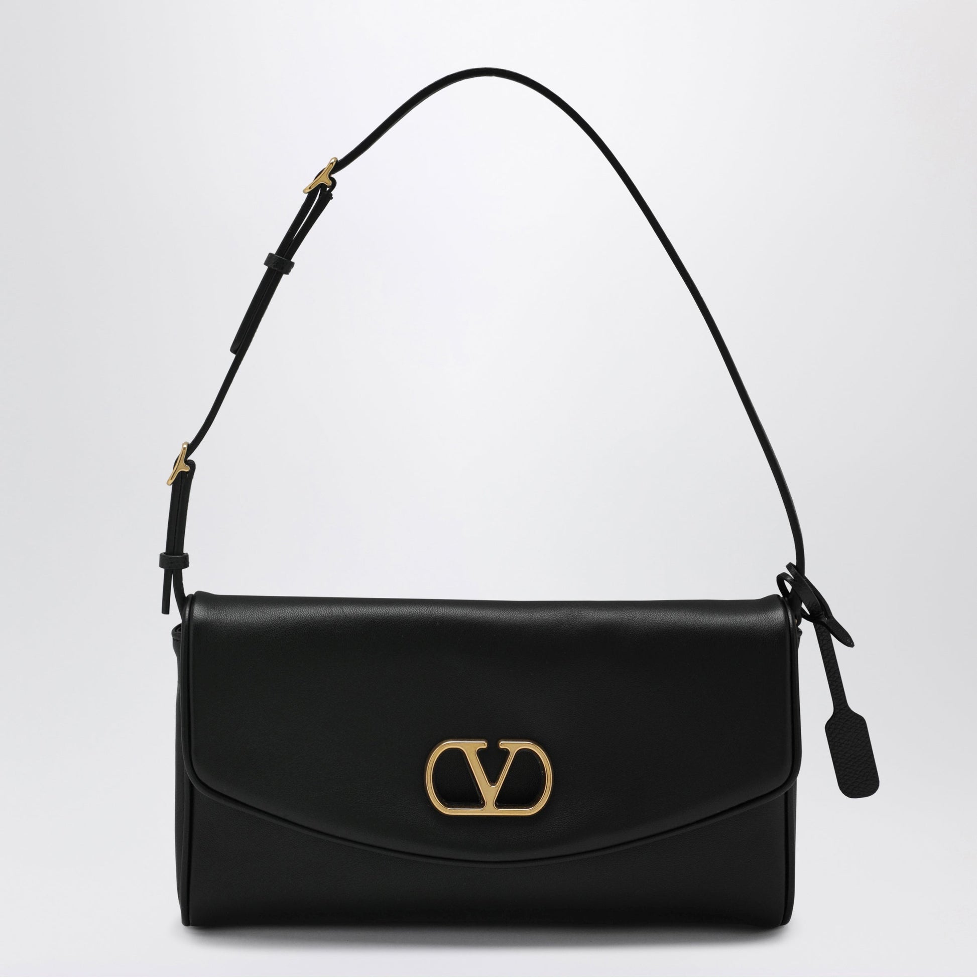 Valentino Garavani Devain Vlogo Leather Clutch Shoulder Bag In Black Women VALENTINO GARAVANI