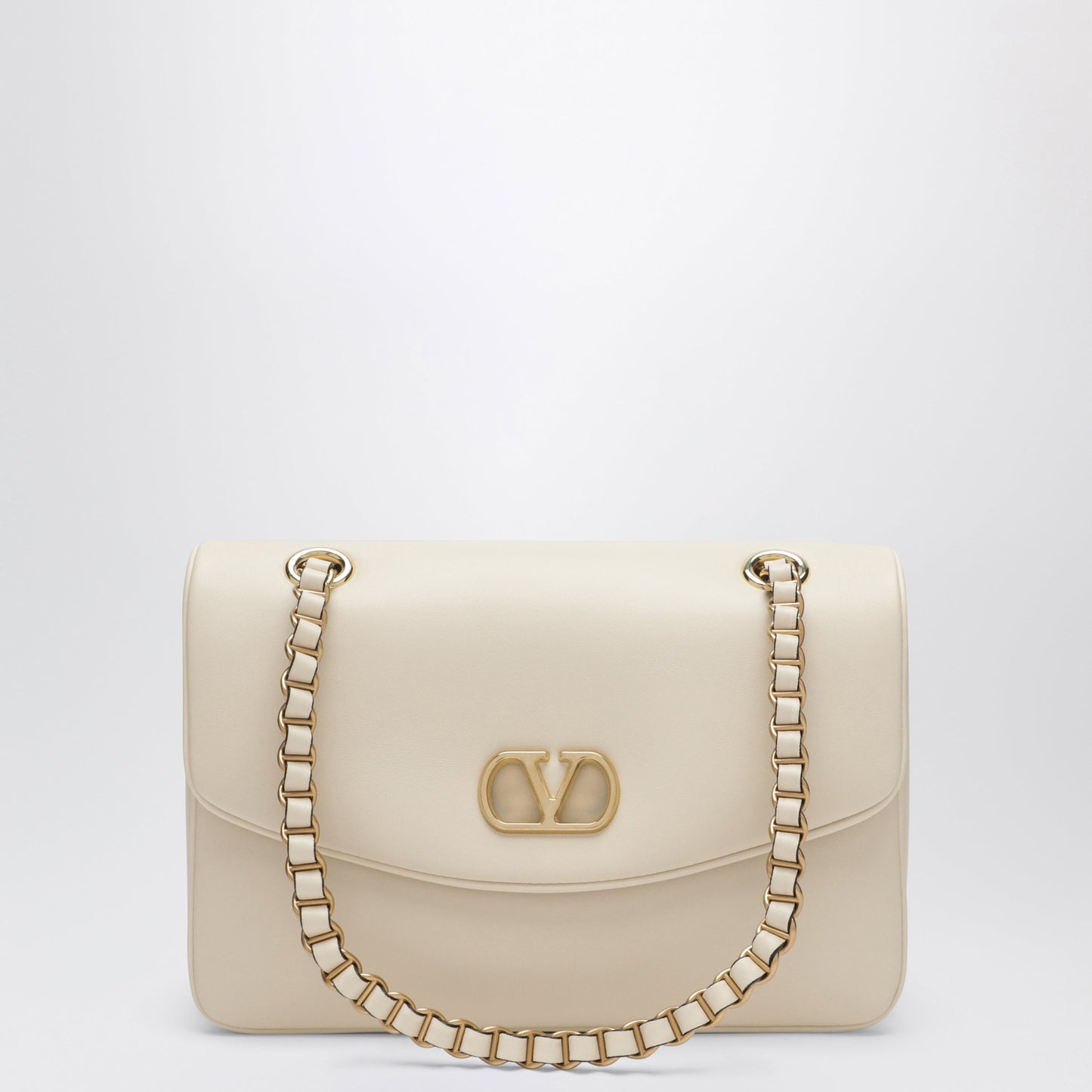 Valentino Garavani Medium Djuna Shoulder Bag In Nappa Leather, White Women VALENTINO GARAVANI