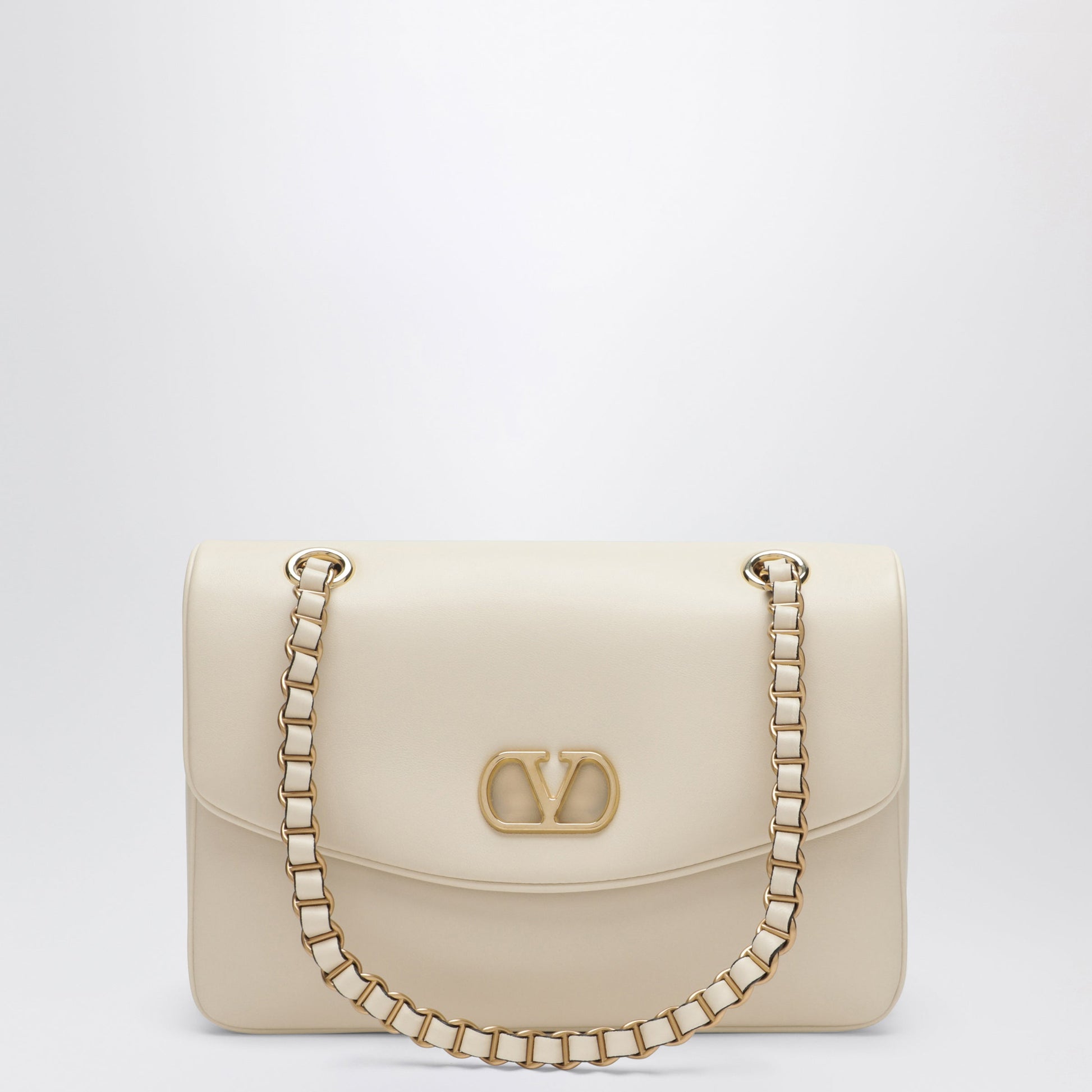 Valentino Garavani Medium Djuna Shoulder Bag In Nappa Leather, White Women VALENTINO GARAVANI