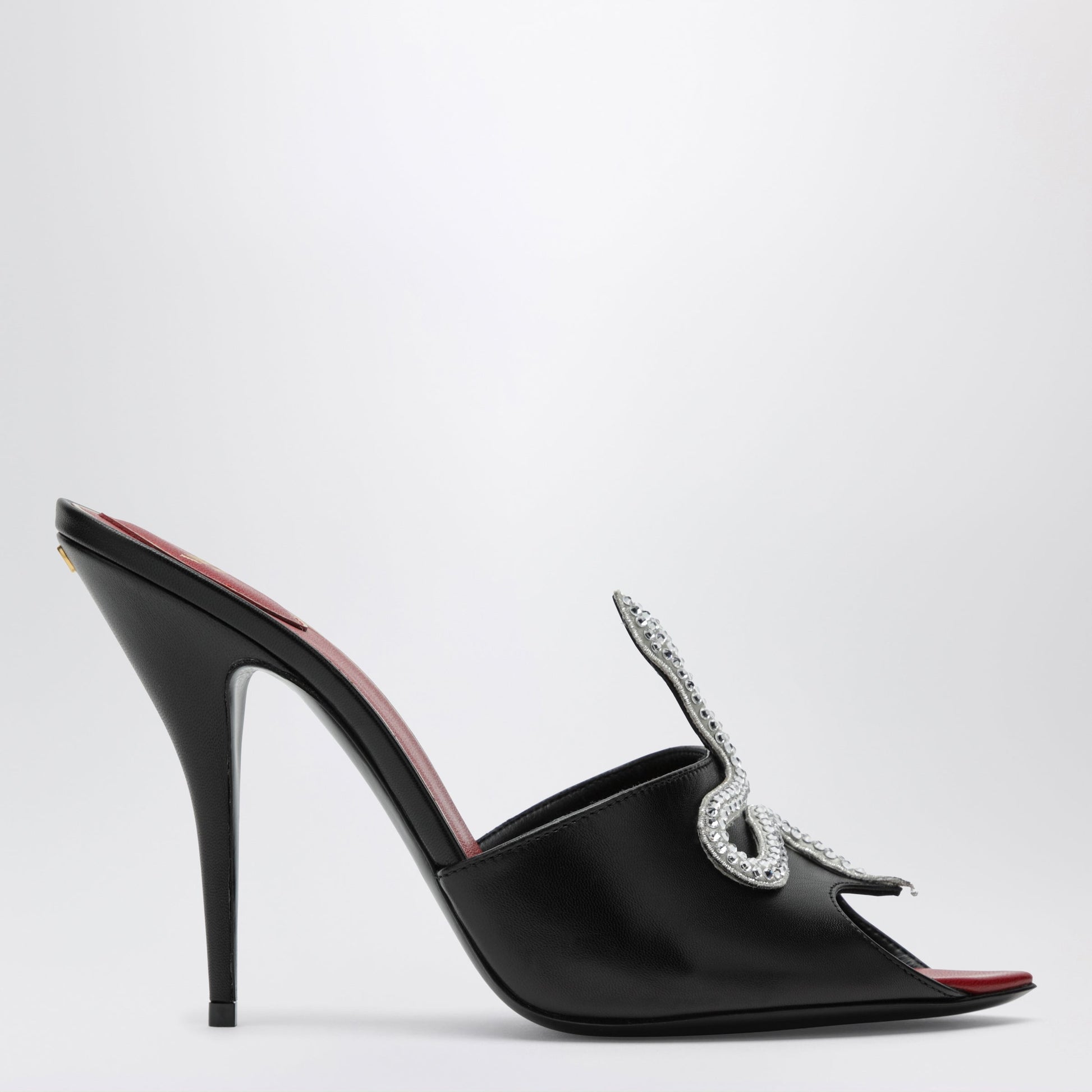 Valentino Garavani Black Coeur Vipã¨Re Slide Sandals In Goatskin Women VALENTINO GARAVANI