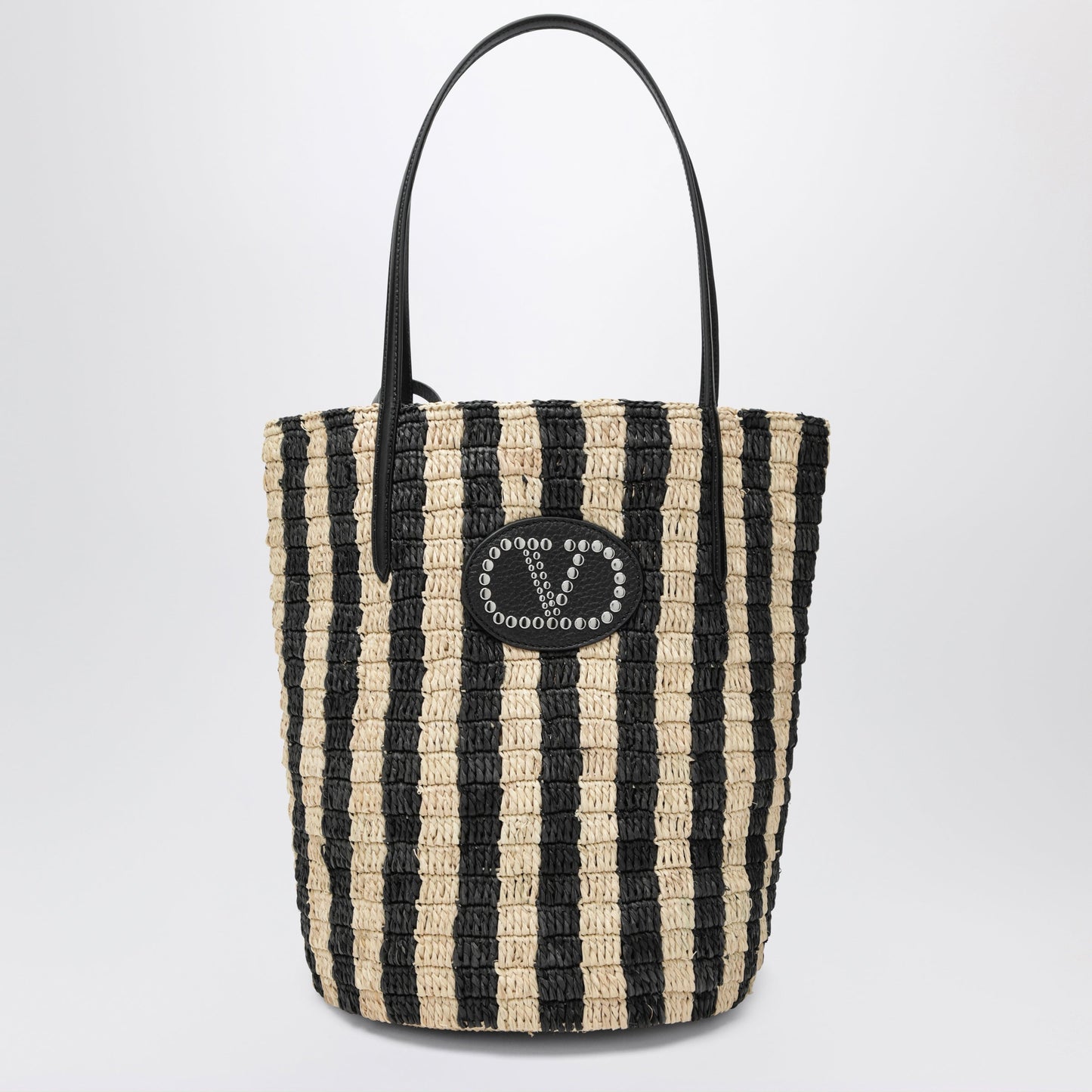 Valentino Garavani Striped Shoulder Bag In Raffia And Leather Women VALENTINO GARAVANI