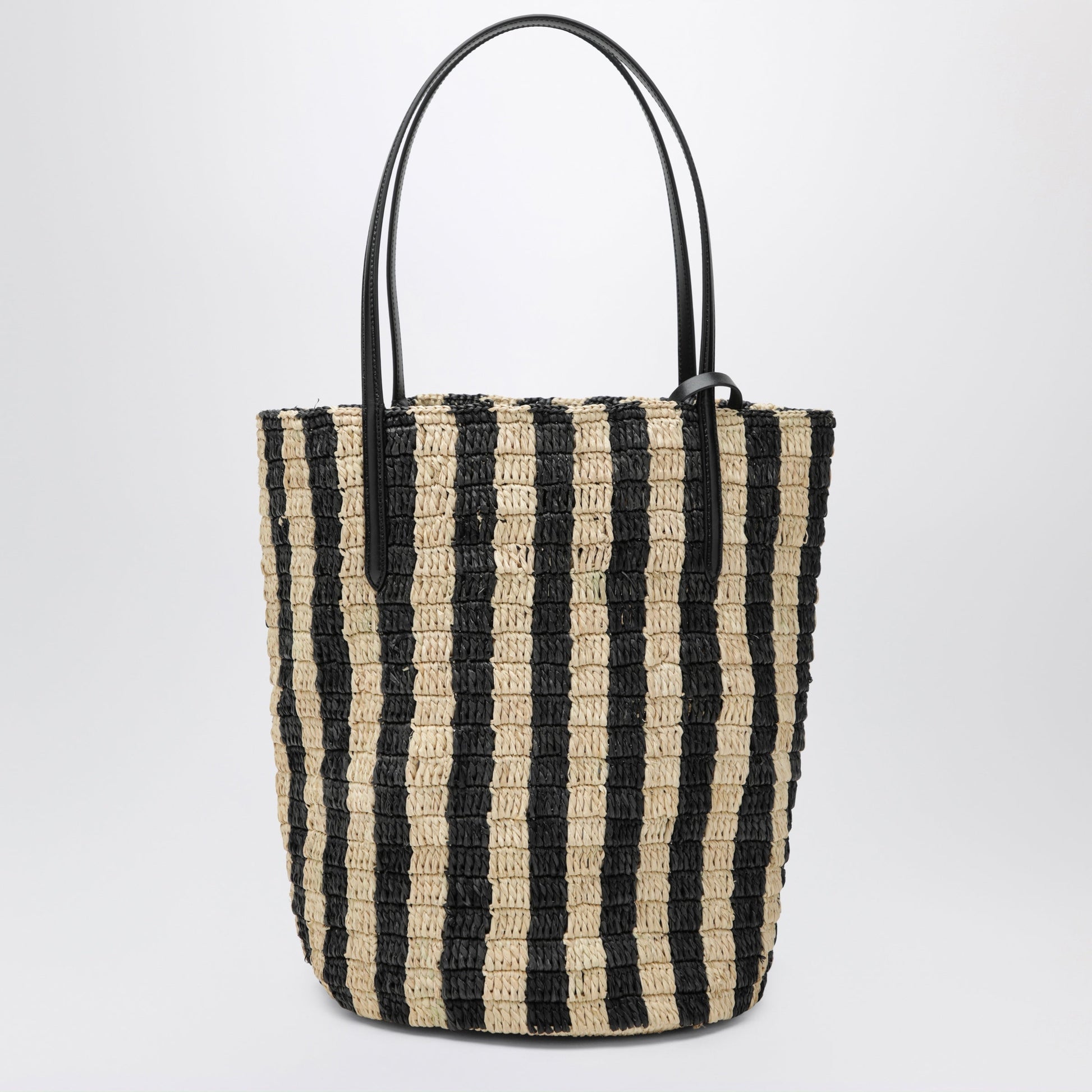 Valentino Garavani Striped Shoulder Bag In Raffia And Leather Women VALENTINO GARAVANI