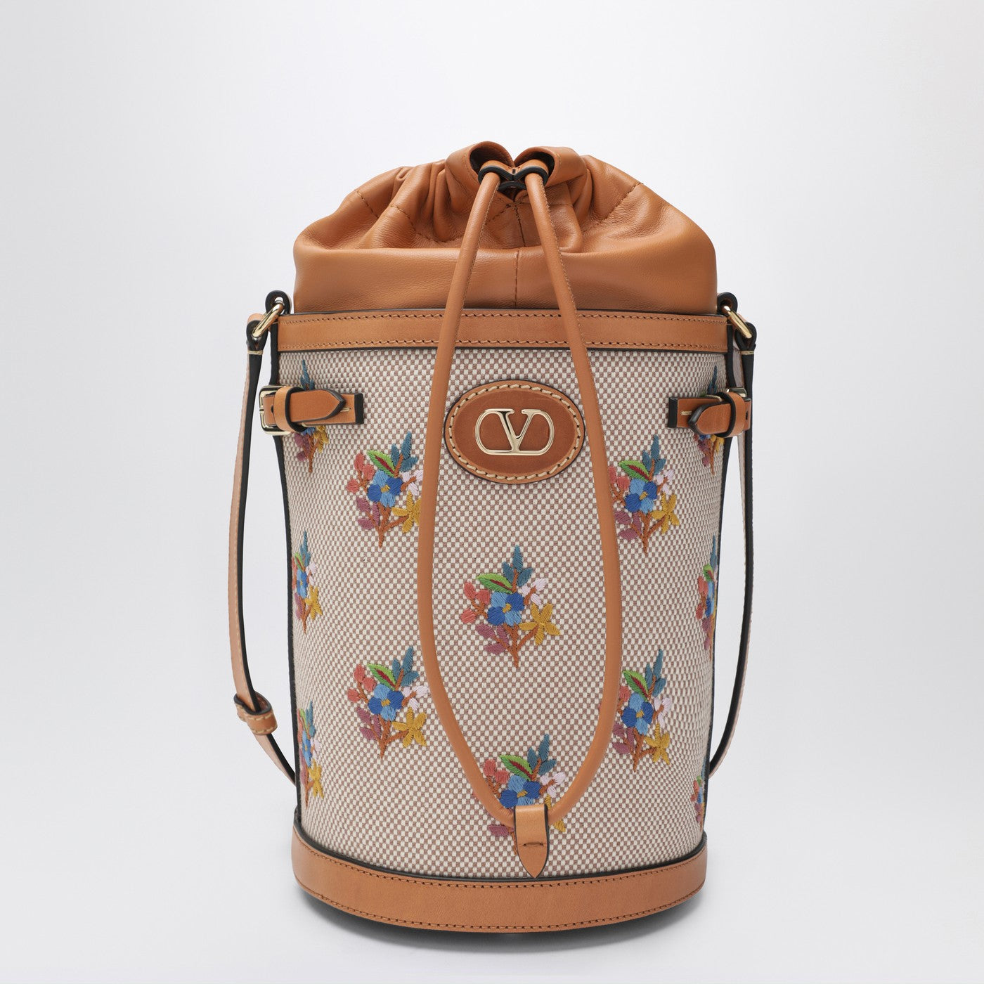 Valentino Garavani Canvas Bucket Bag With Floral Embroidery Women VALENTINO GARAVANI