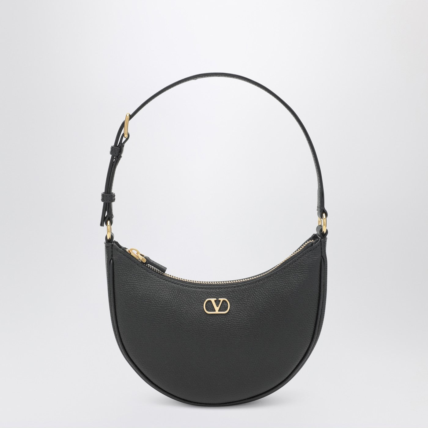 Valentino Garavani Vlogo Signature Mini Hobo Bag In Black Leather Women VALENTINO GARAVANI