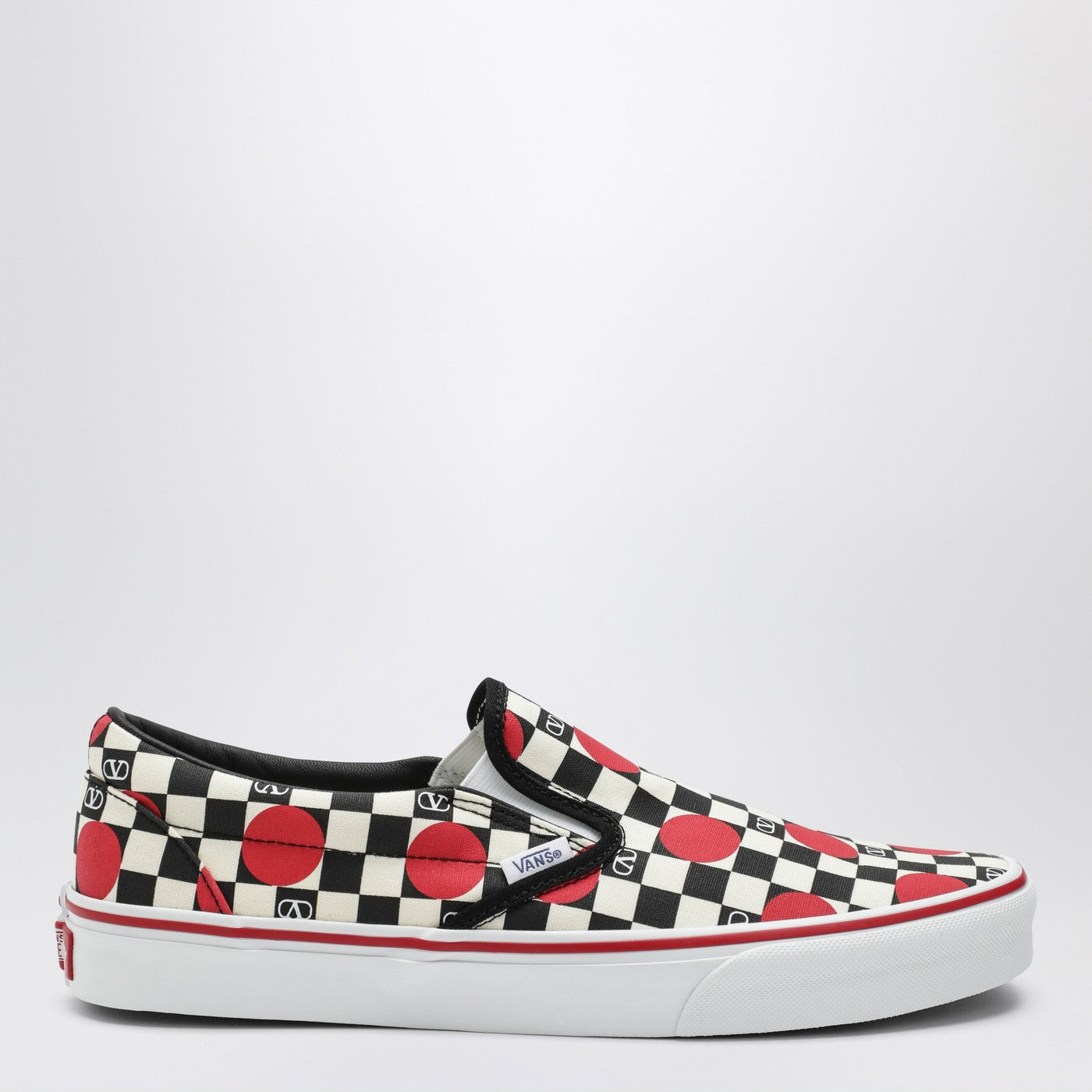 Valentino Garavani X Vans Slip-On Sneakers Black/Red With Vlogo Checkerboard Print And Polka-Dot Detail Women Valentino Garavani X Vans