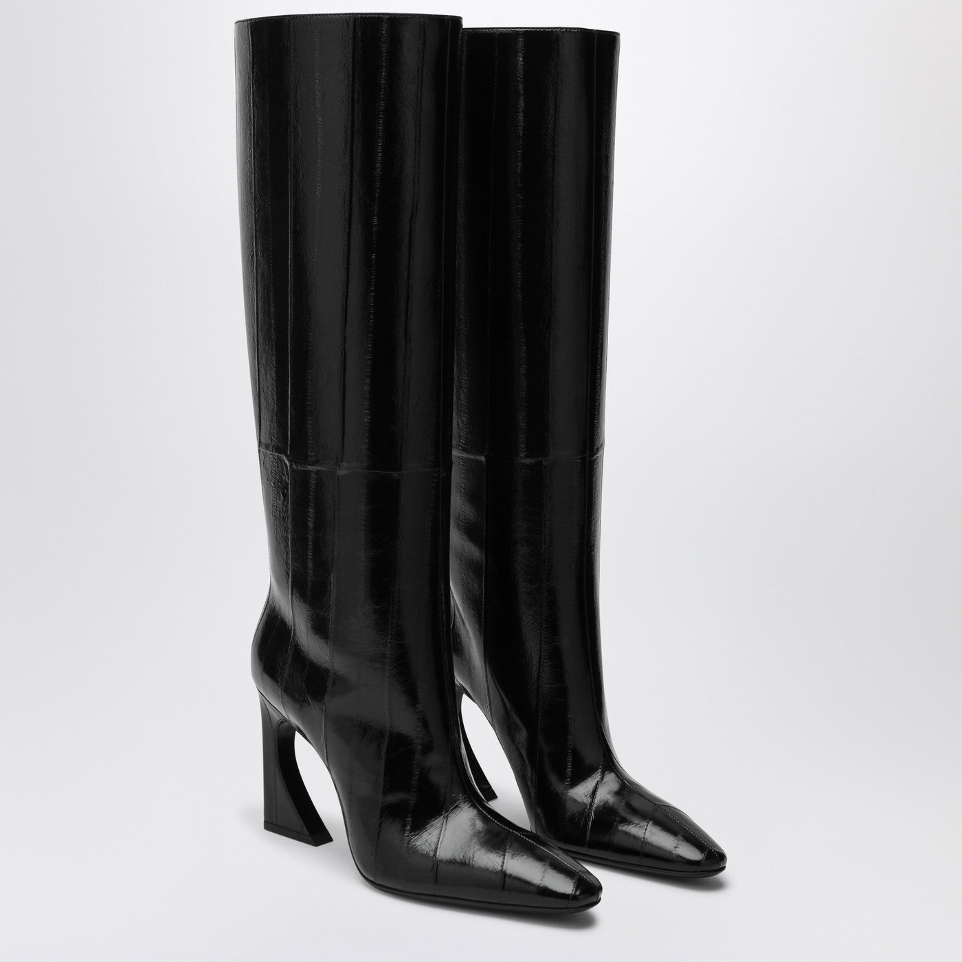 Fendi Black Hagfish Leather Boots Arco Women FENDI