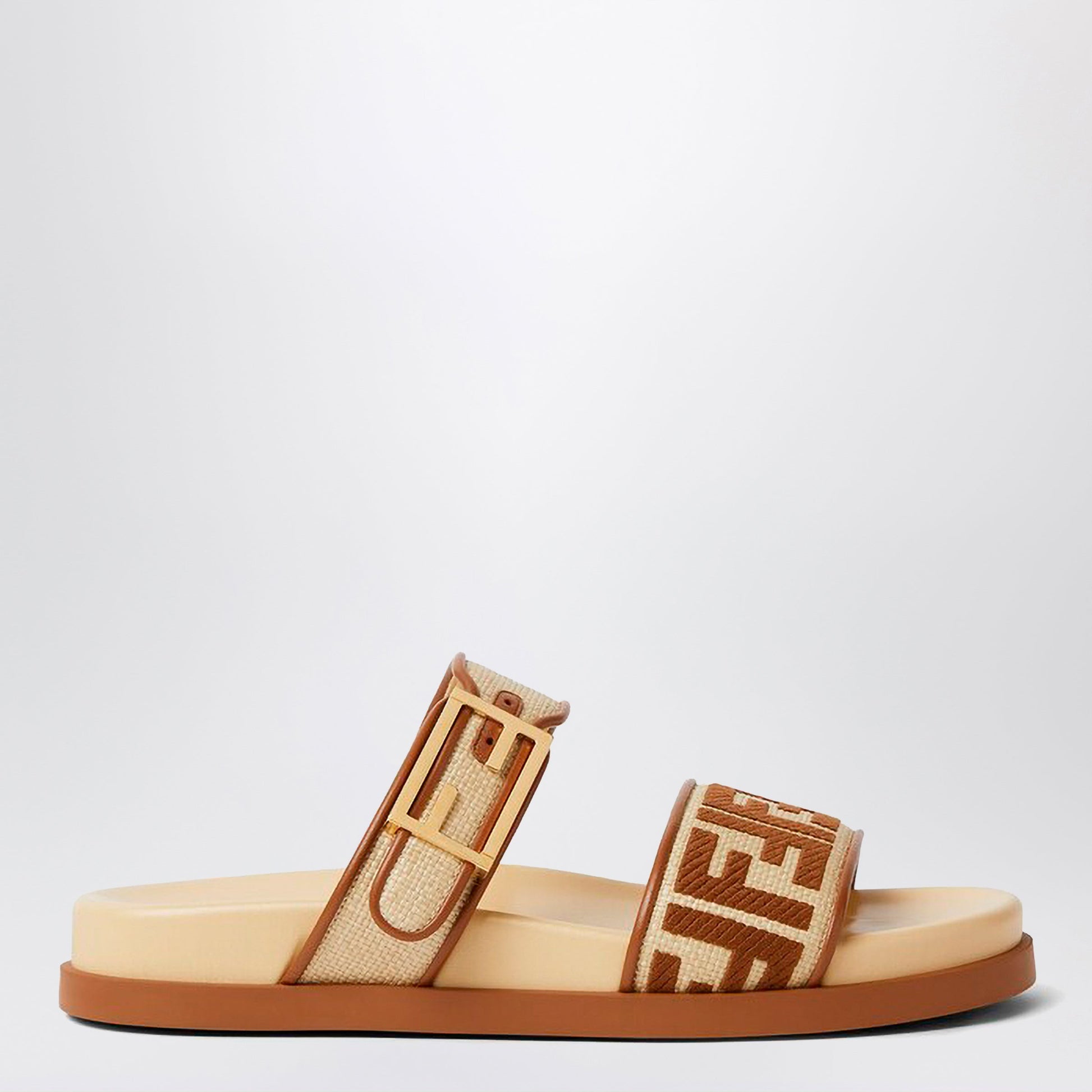 Fendi Slide Fendi Feel In Rafia Beige Women FENDI