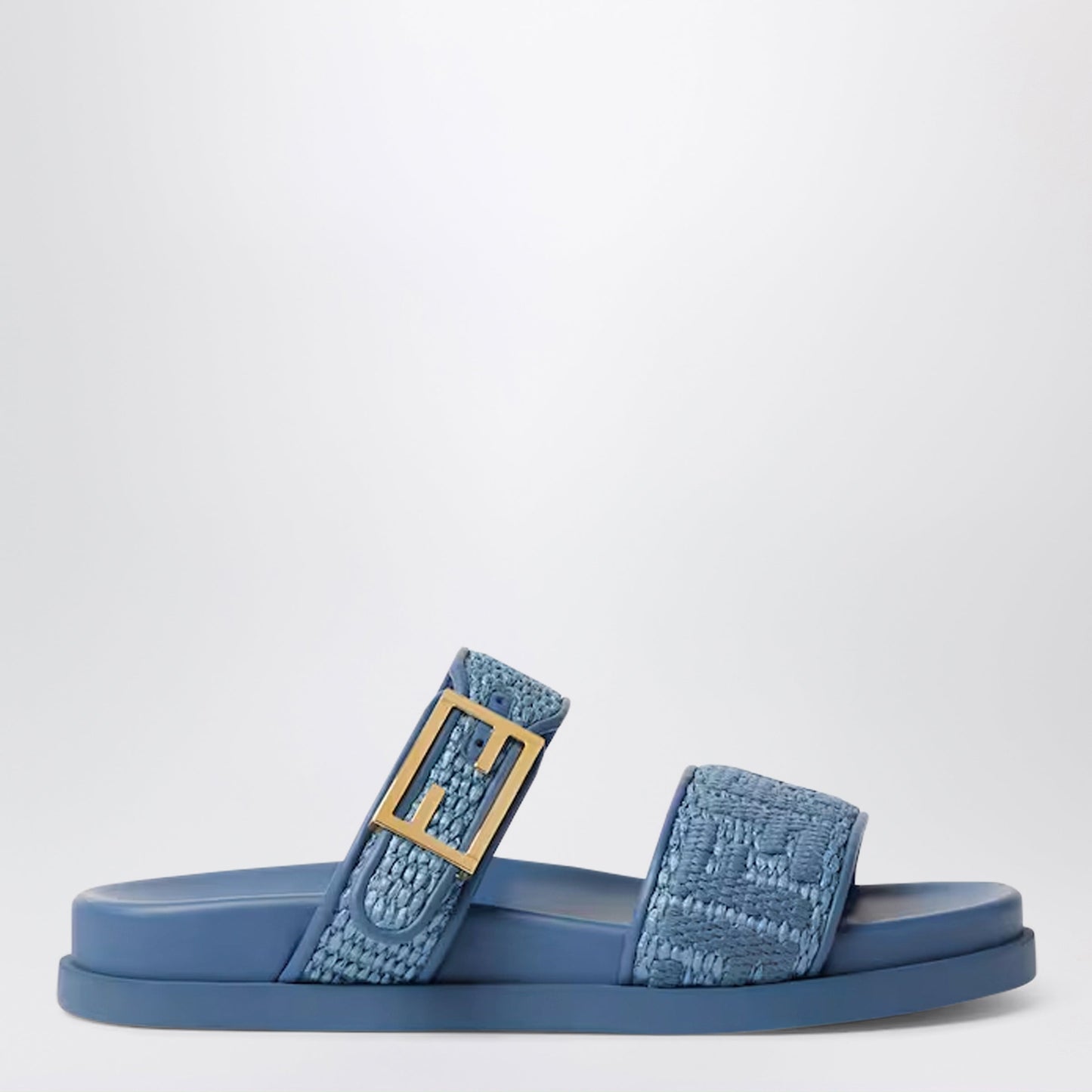 Fendi Fendi Feel Slides In Light Blue Raffia Women FENDI