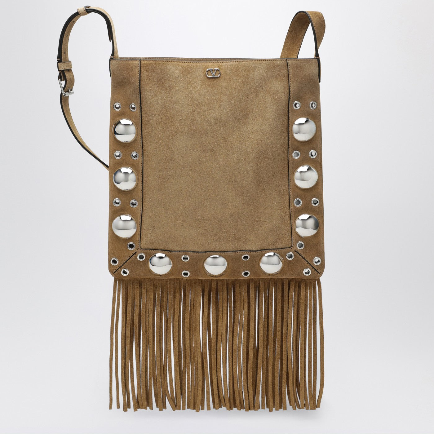 Valentino Garavani Beige Nellcã´Te Bag In Suede With Fringes Men VALENTINO GARAVANI