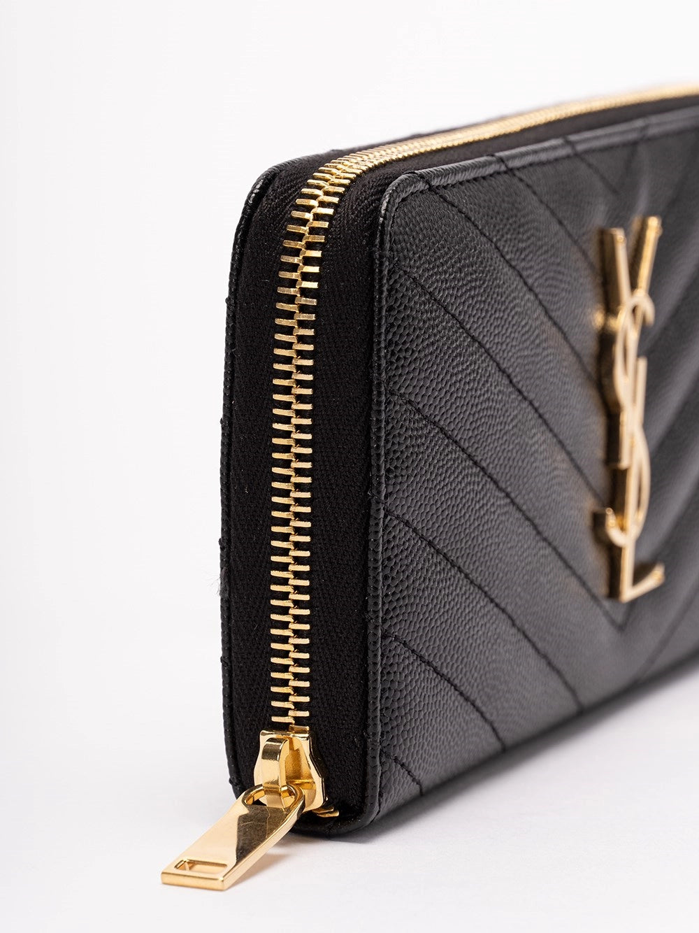 Saint Laurent Women Cassandre Matelasse Zip Around Wallet In Grain De Poudre Leather SAINT LAURENT