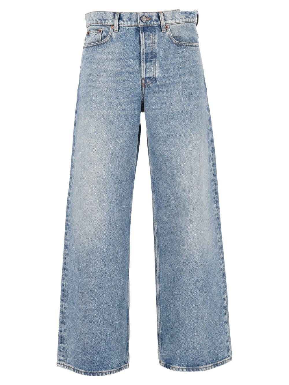 Golden Goose Men Boyfriend Jeans In Stone Washed Light Blue Denim GOLDEN GOOSE