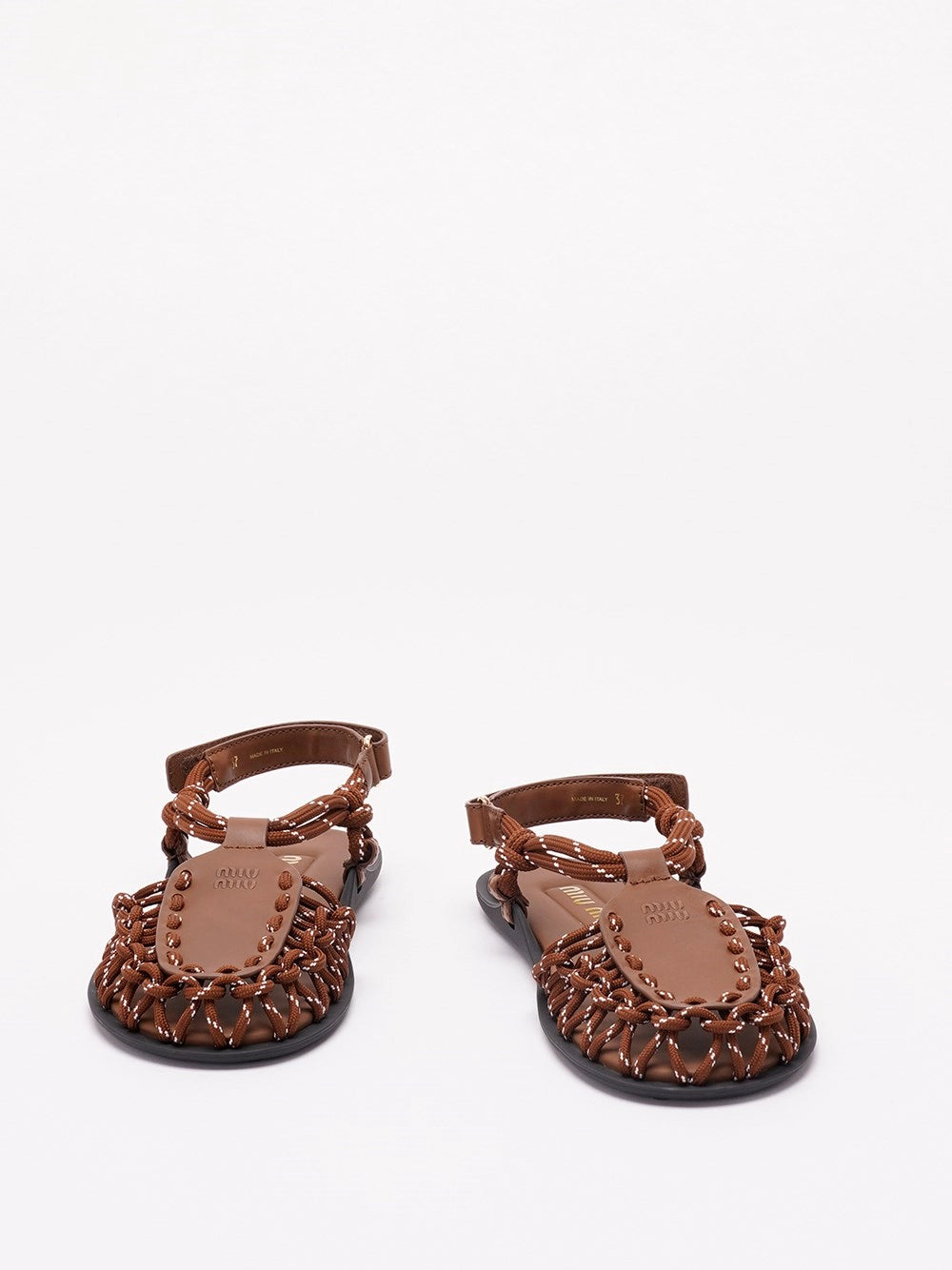 Miu Miu Women Flat Cord And Leather Sandals MIU MIU