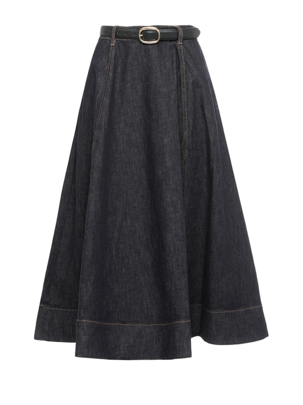 Self-Portrait Women Denim Flared Midi Skirt SELF-PORTRAIT