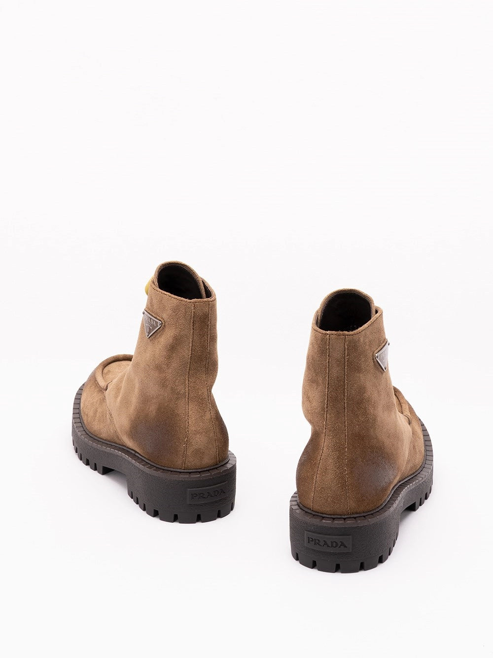 Prada Men Aged Suede Lace-Up Ankle Boots PRADA