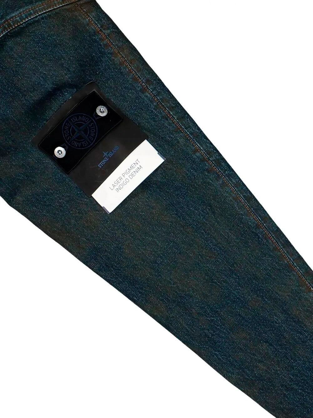 Stone Island Men `Laser Pigment Indigo Denim` Biker Jacket STONE ISLAND