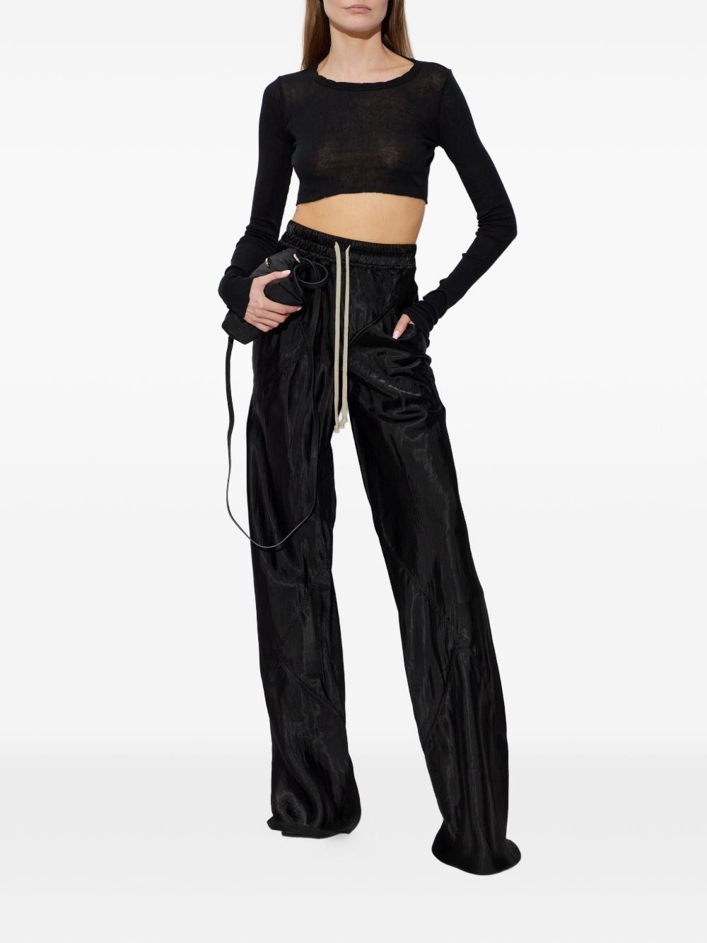 Rick Owens Women Wide Leg Trousers With A Glossy Finish RICK OWENS