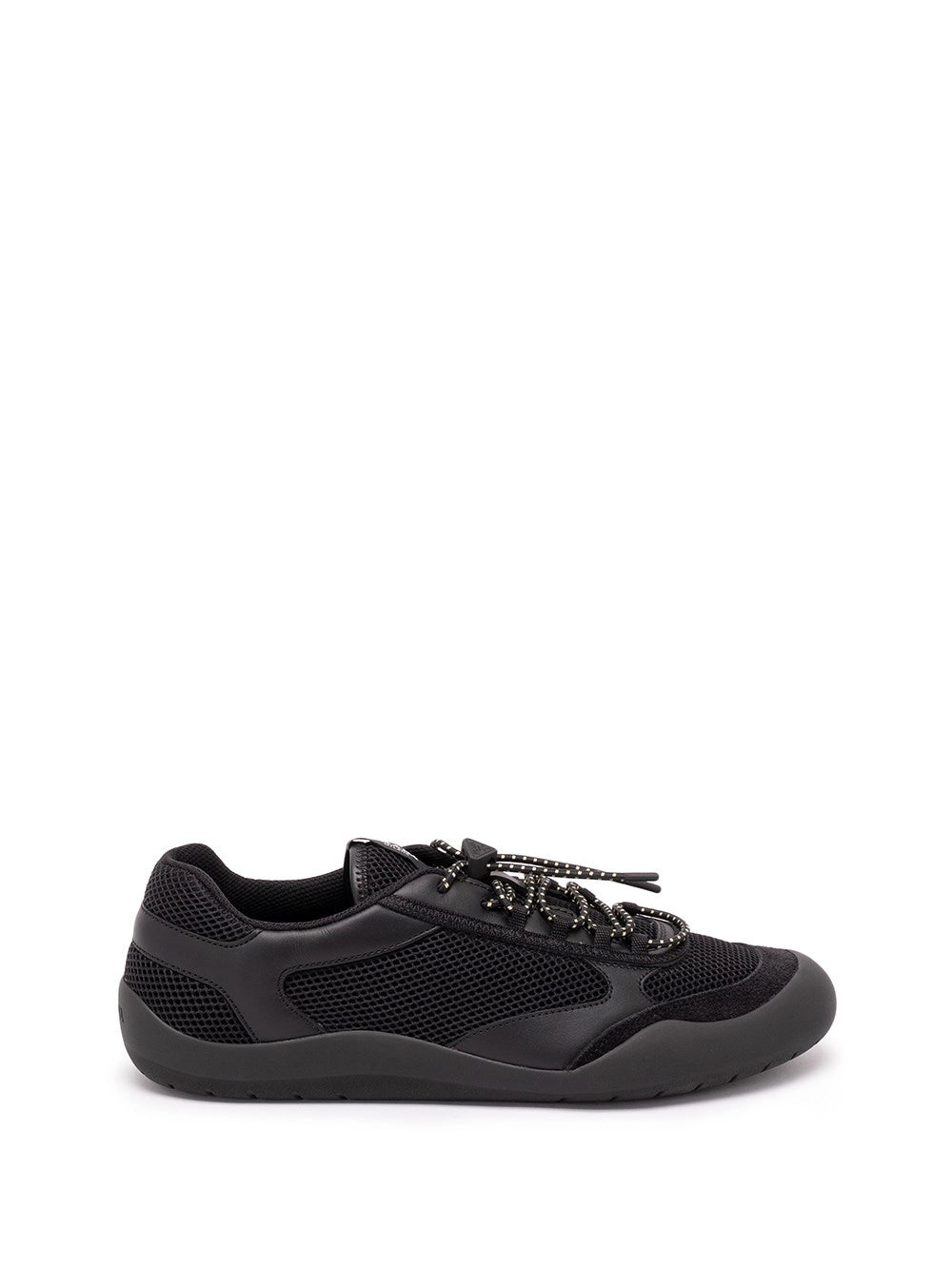 Prada Men Speedrock Leather And Mesh Sneakers