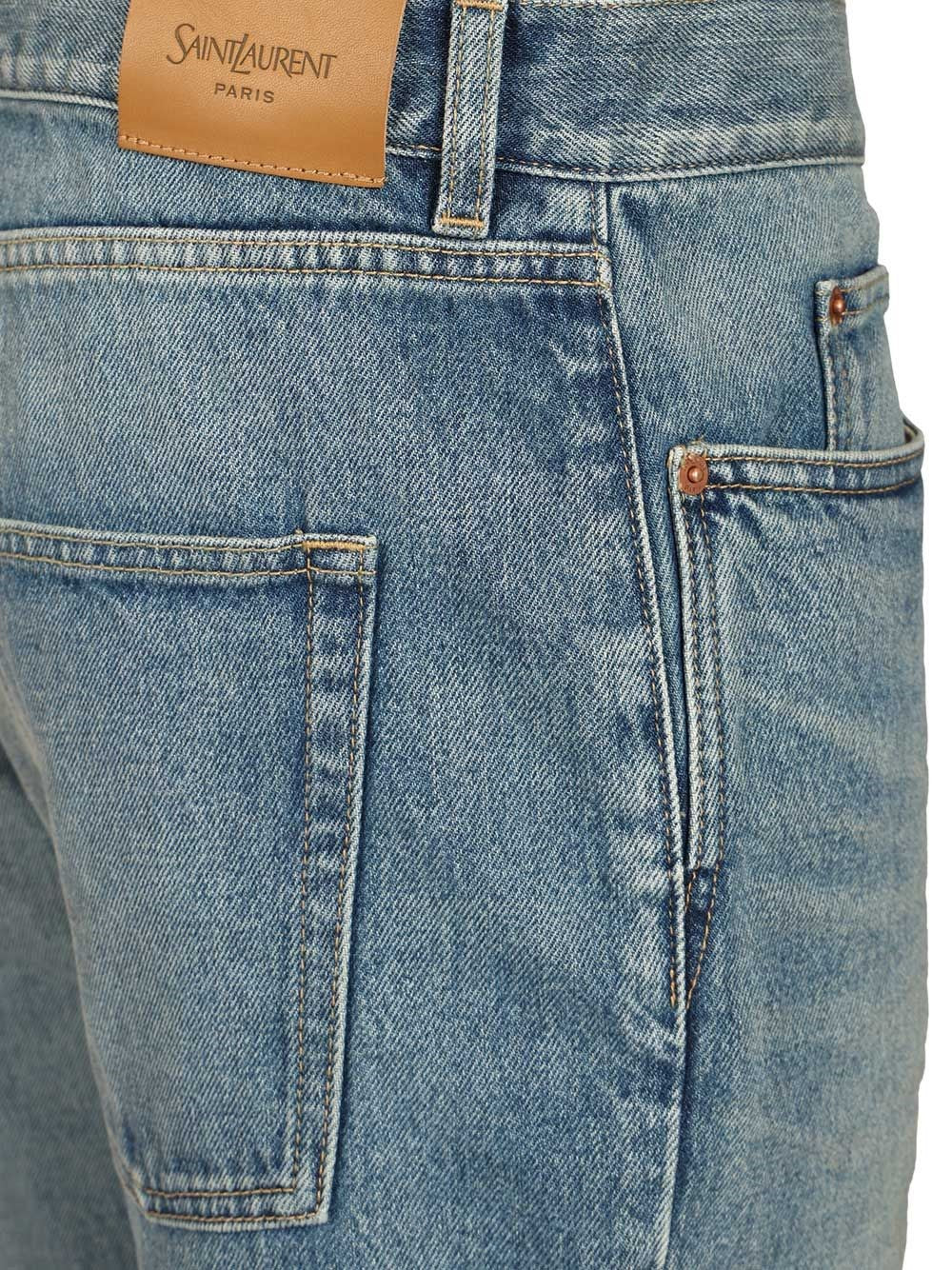 Saint Laurent Men Slim Relaxed Low Rise Jeans In Blue Denim SAINT LAURENT