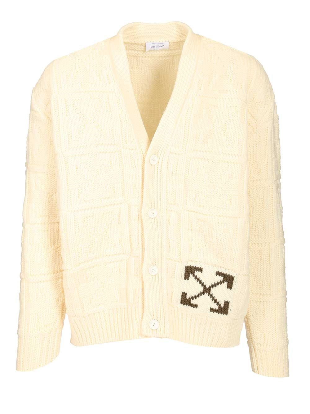 Off-White Men Arrow 3D Wool Cardigan OFF-WHITE
