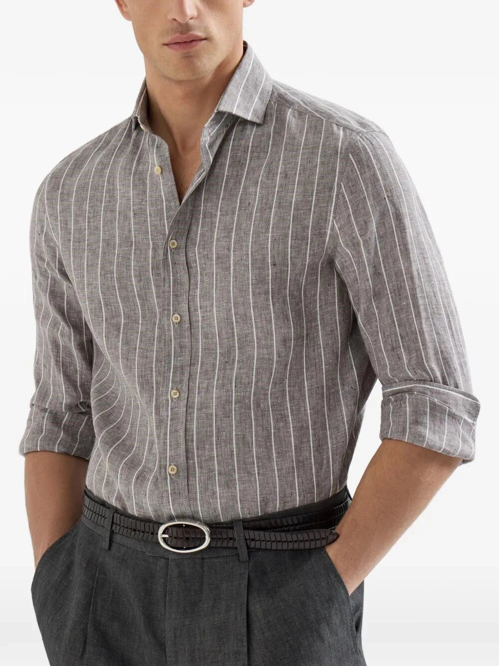 Brunello Cucinelli Men Linen Shirt BRUNELLO CUCINELLI