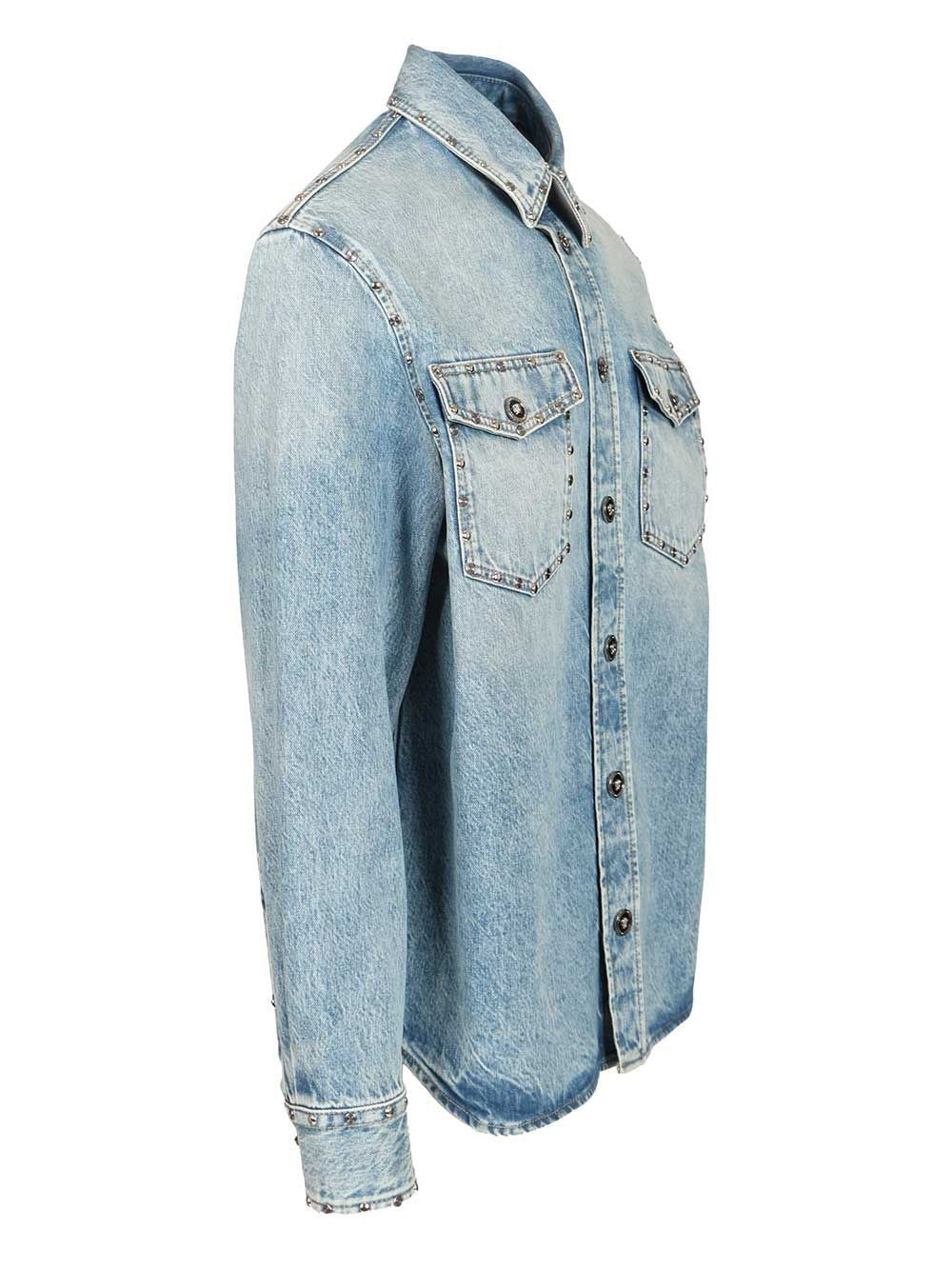 Versace Men Studded Denim Shirt VERSACE