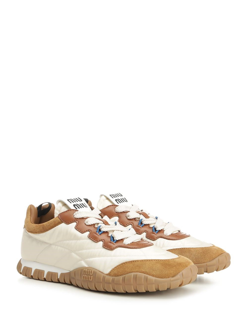 Miu Miu Women “Tyre” Sneakers In Technical Fabric And Suede Leather