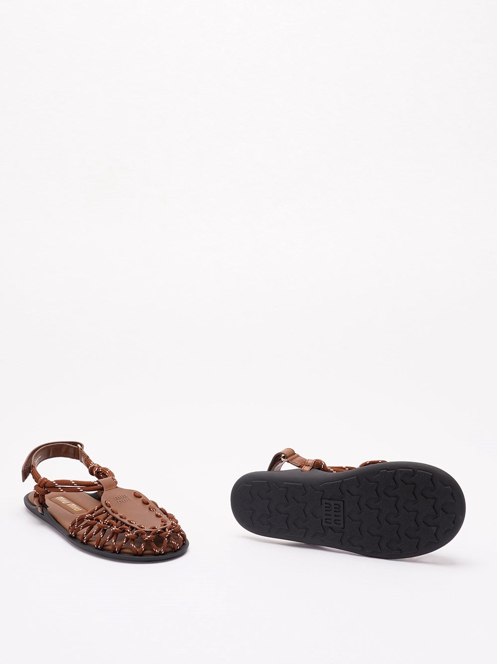 Miu Miu Women Flat Cord And Leather Sandals MIU MIU