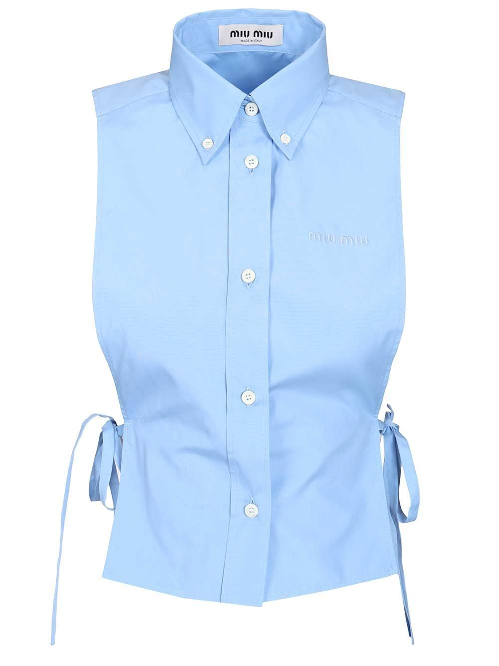 Miu Miu Women Sleeveless Poplin Shirt MIU MIU