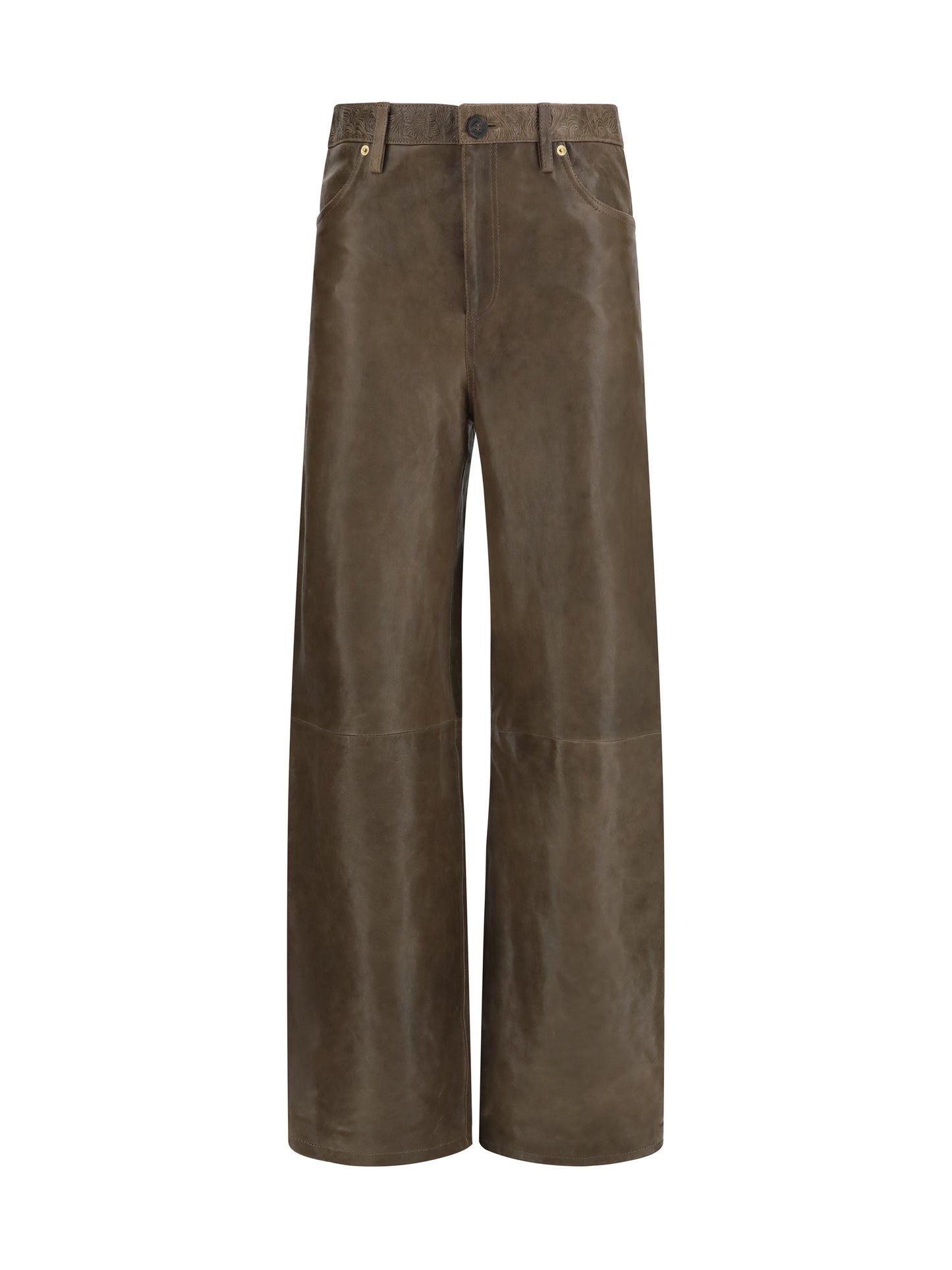 Golden Goose Women Melany Leather Pants With Embroidery GOLDEN GOOSE