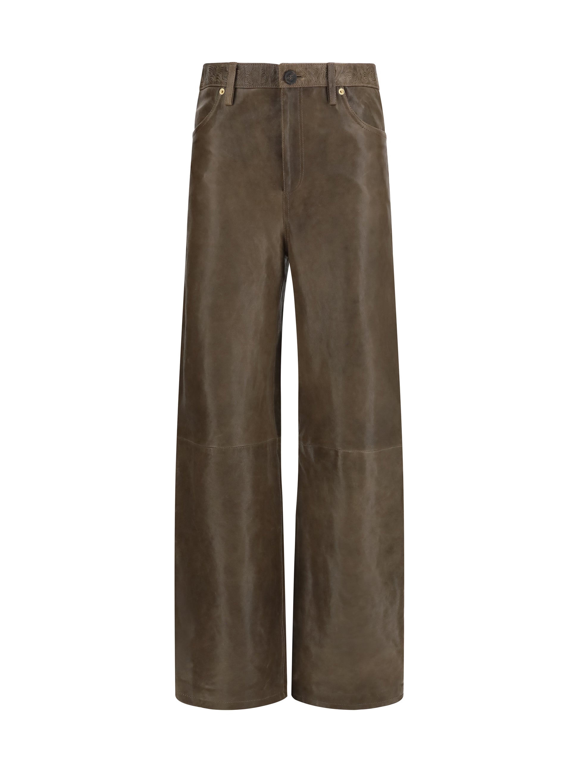 Golden Goose Women Melany Leather Pants With Embroidery GOLDEN GOOSE