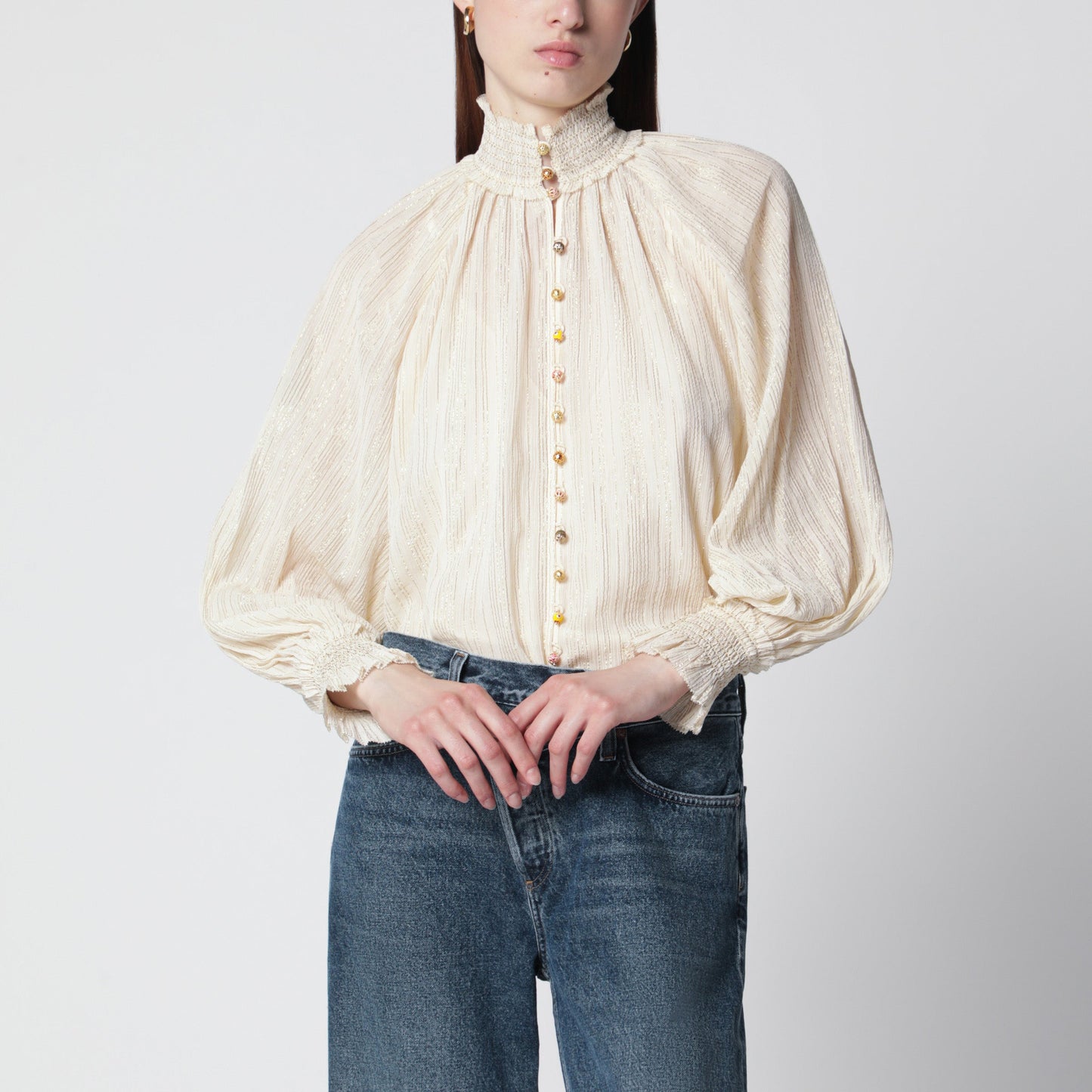 Zimmermann Aster Blouse In Cream Women ZIMMERMANN