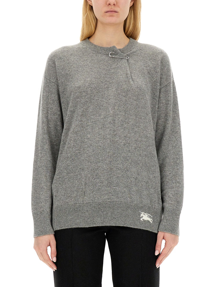Burberry Women Cashmere Sweater With Kilt Pin BURBERRY