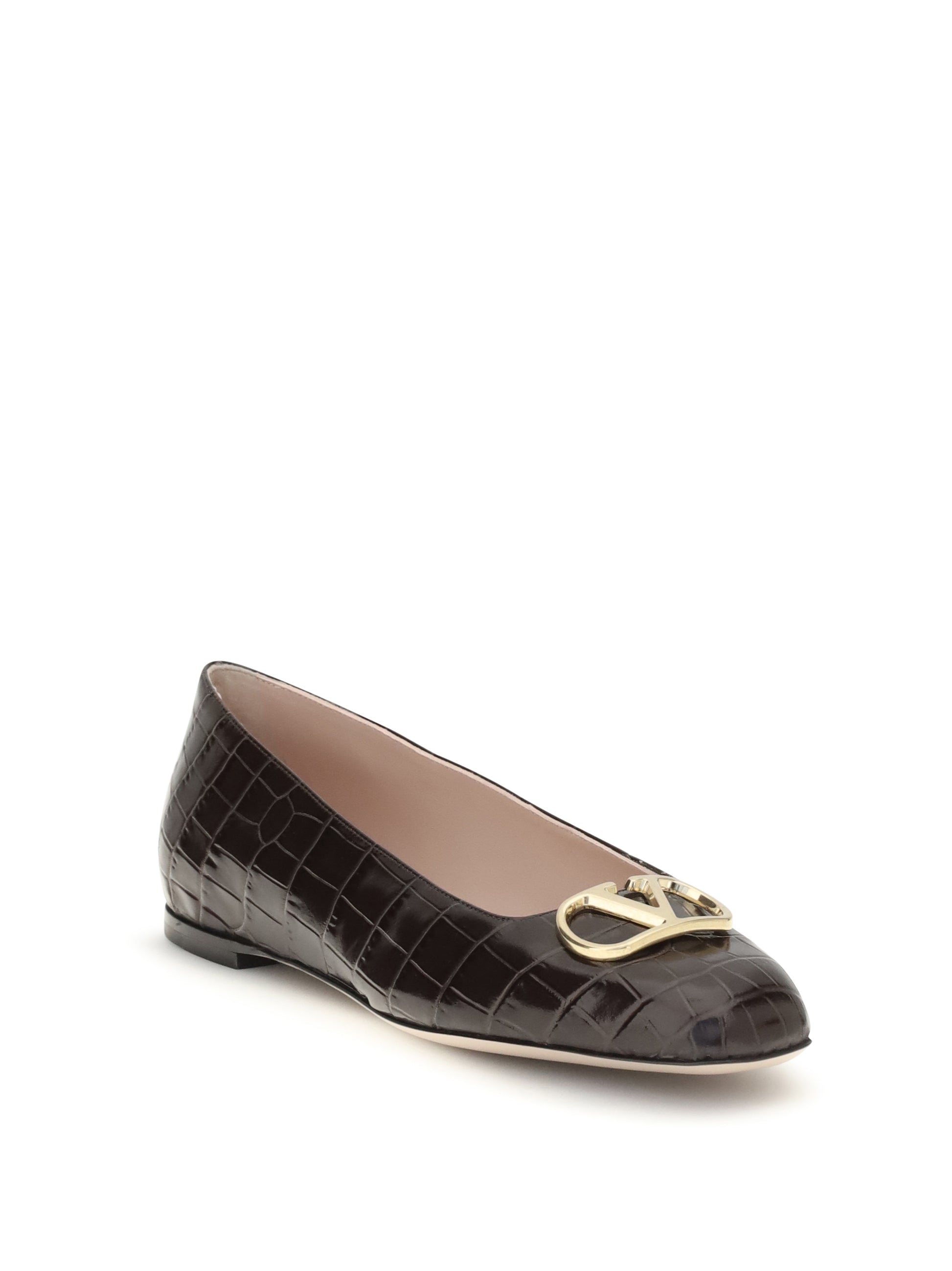 Valentino Garavani Women Vlogo Signature Croc-Effect Ballerinas VALENTINO GARAVANI
