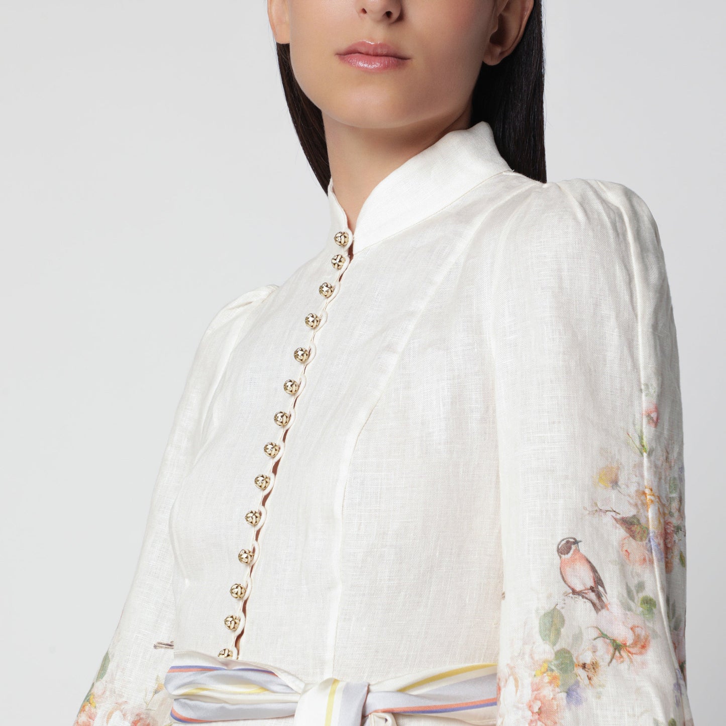 Zimmermann Valiant Printed Linen Mini Dress In Cream Bouquet Women ZIMMERMANN
