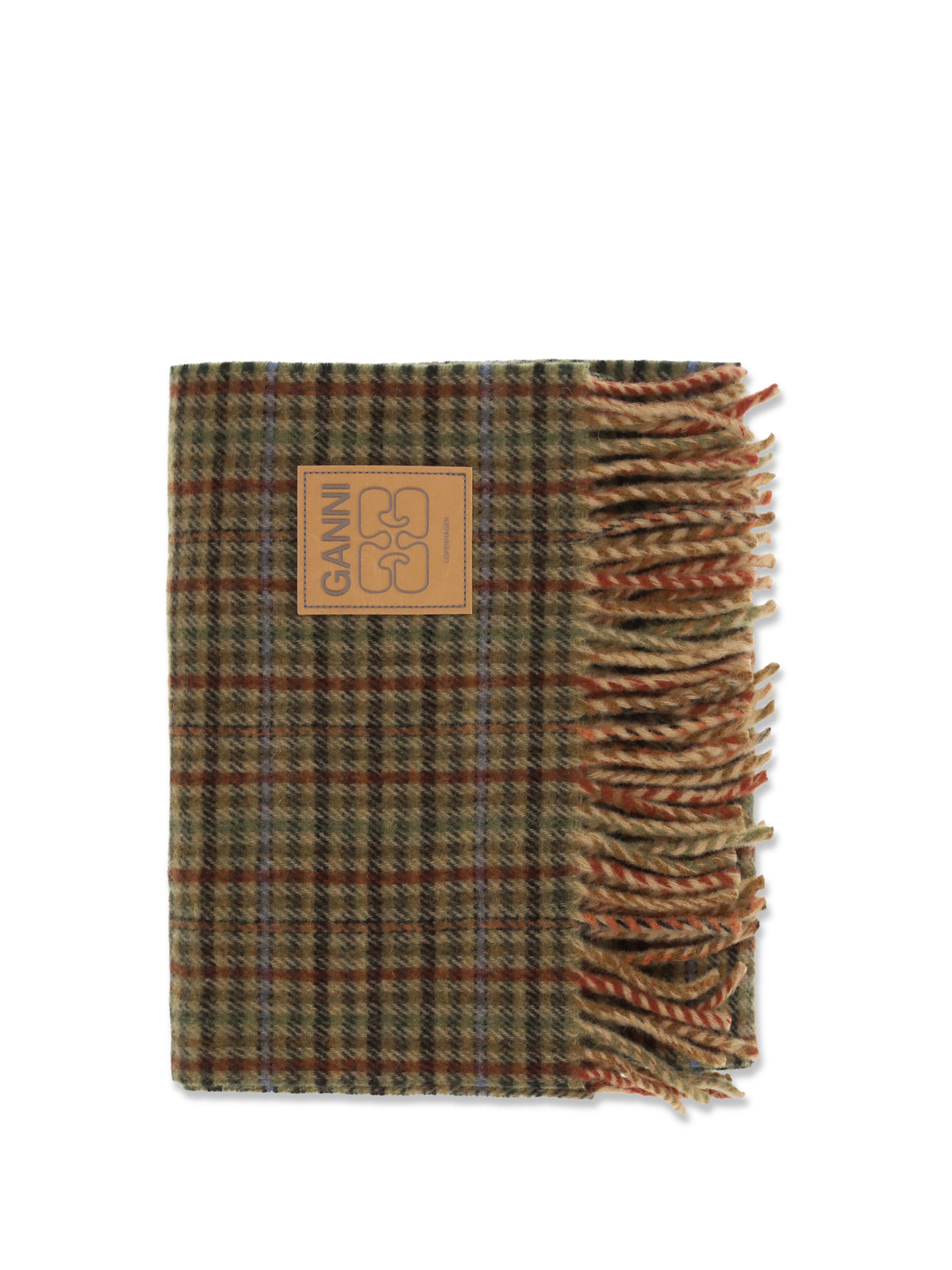Ganni Women Small Check Wool Scarf GANNI