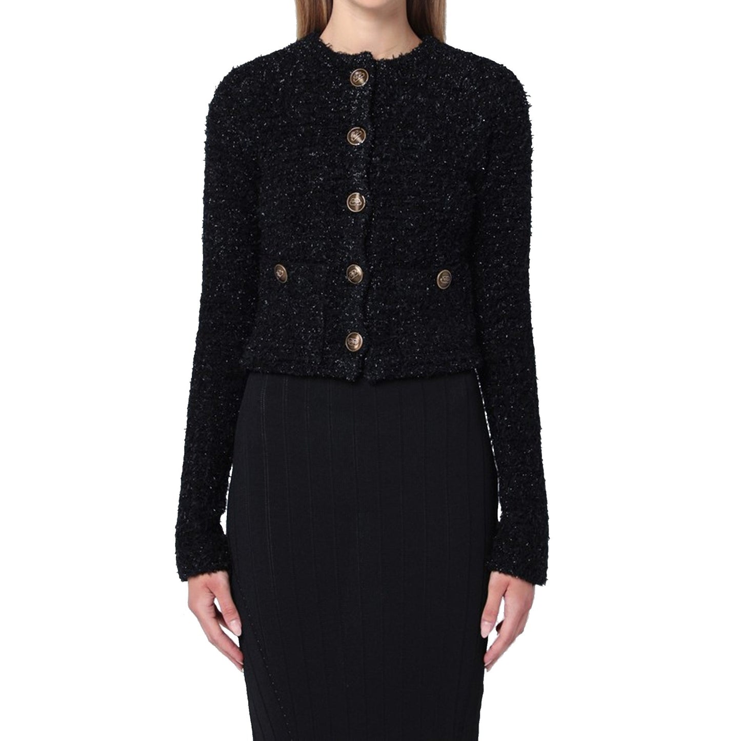 Balenciaga Crop Boucle Cardigan Women BALENCIAGA