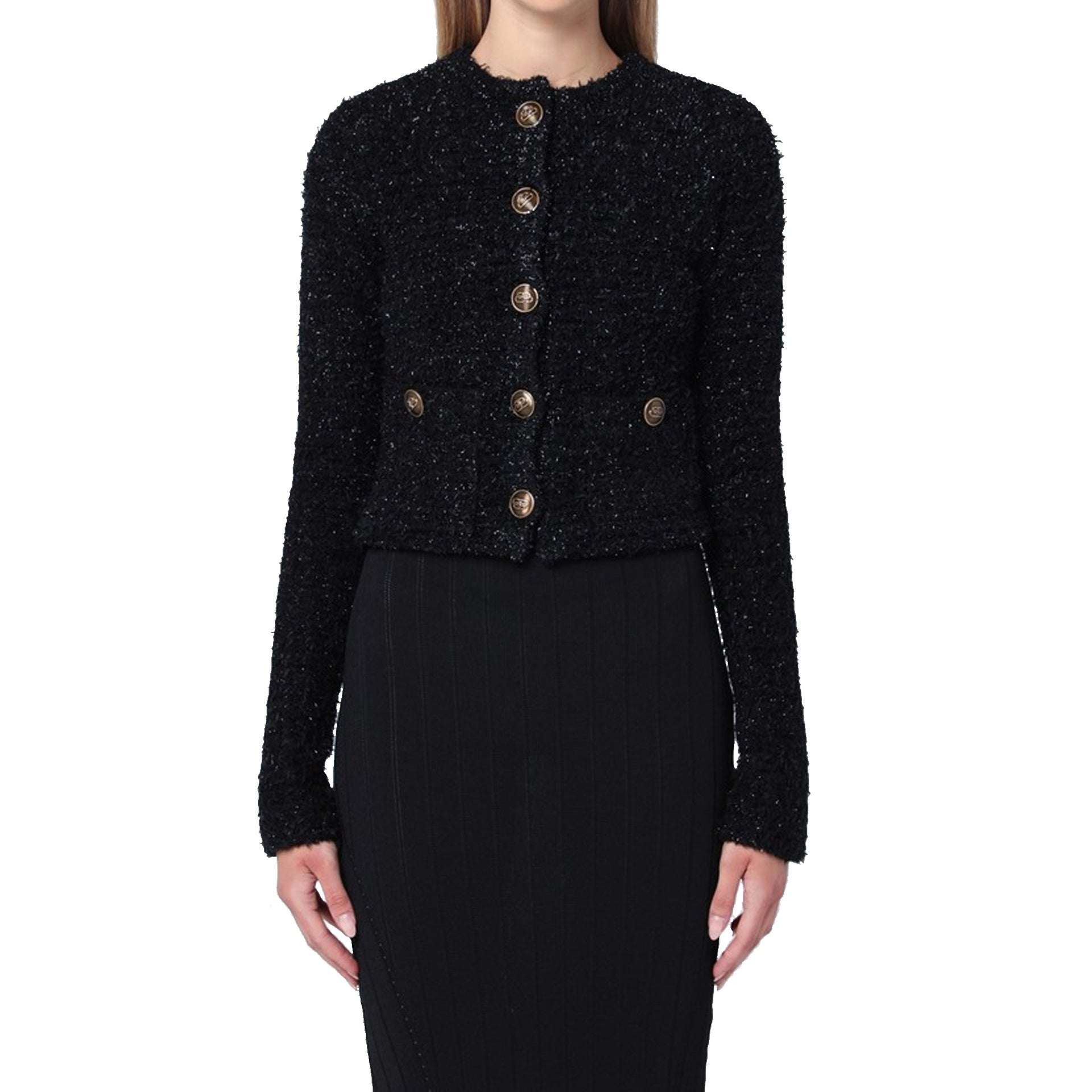 Balenciaga Crop Boucle Cardigan Women BALENCIAGA