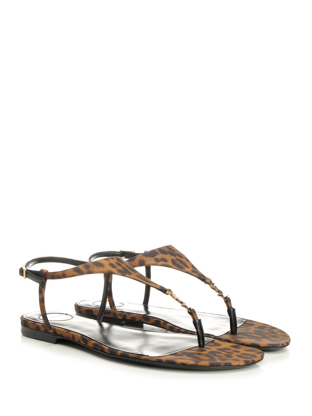 Saint Laurent Women Flat Leopard-Print Sandals SAINT LAURENT