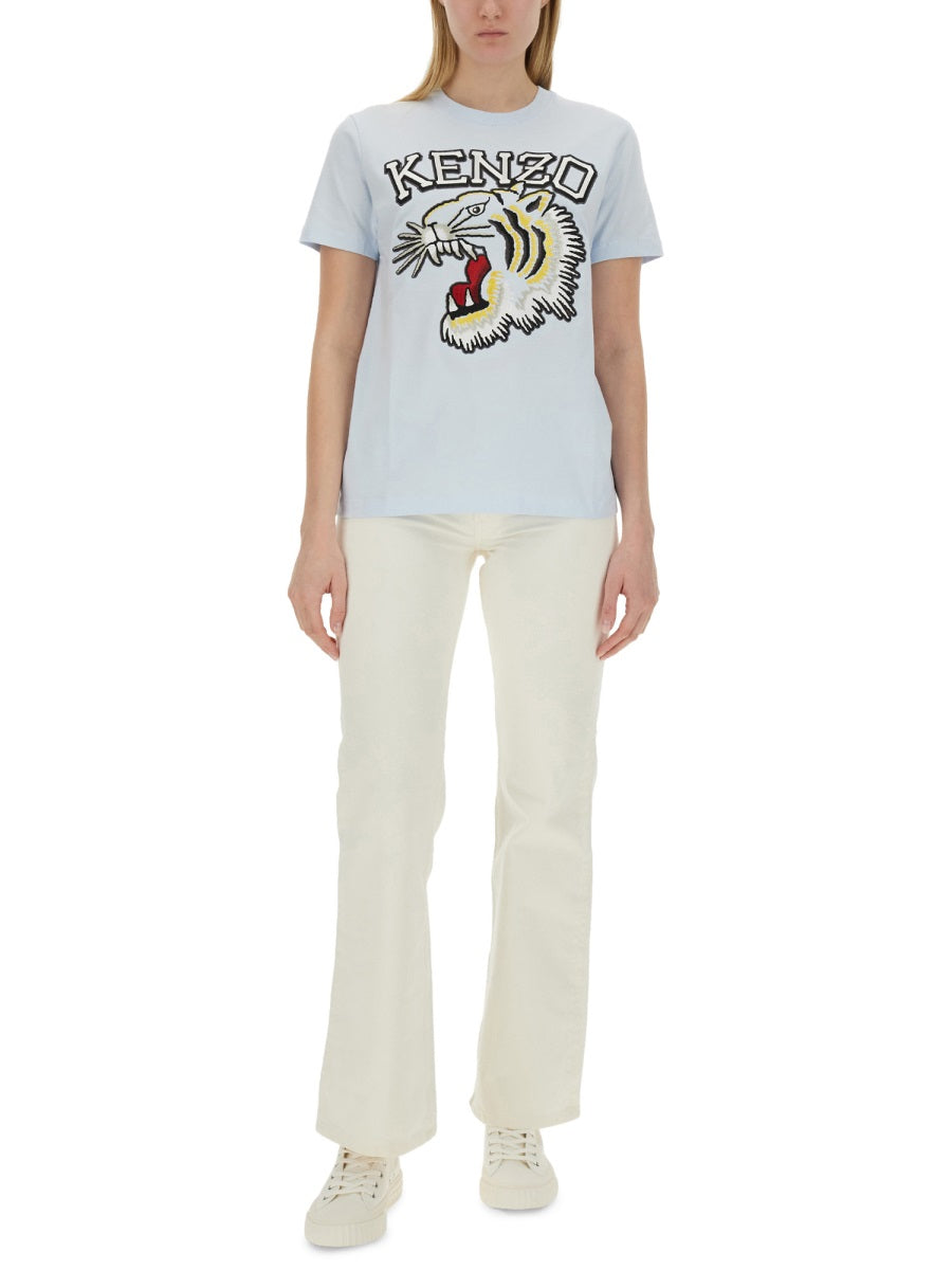 Kenzo Women T-Shirt With Tiger Embroidery KENZO