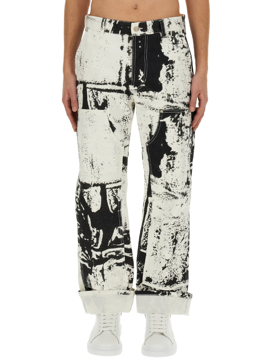 Alexander Mcqueen Men Workwear Jeans With Fold Print ALEXANDER MCQUEEN