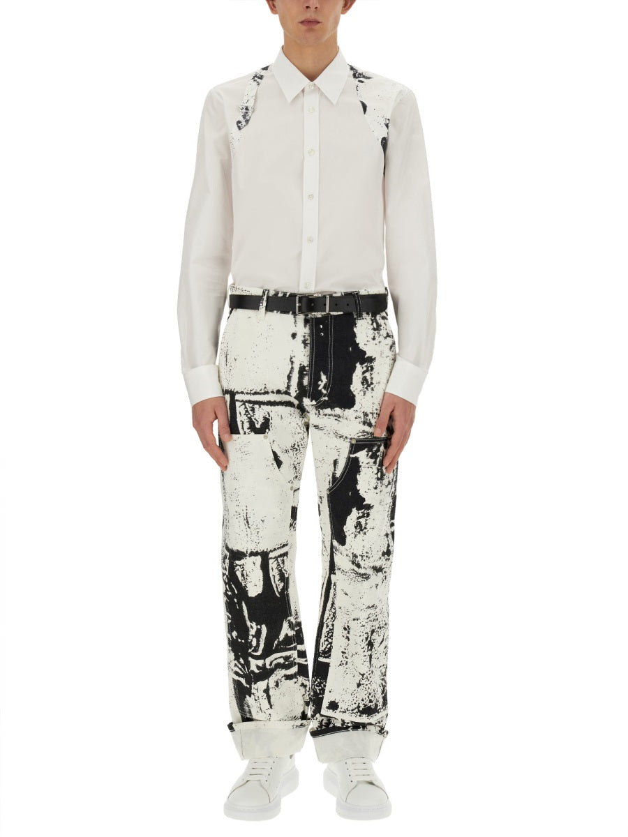 Alexander Mcqueen Men Workwear Jeans With Fold Print ALEXANDER MCQUEEN